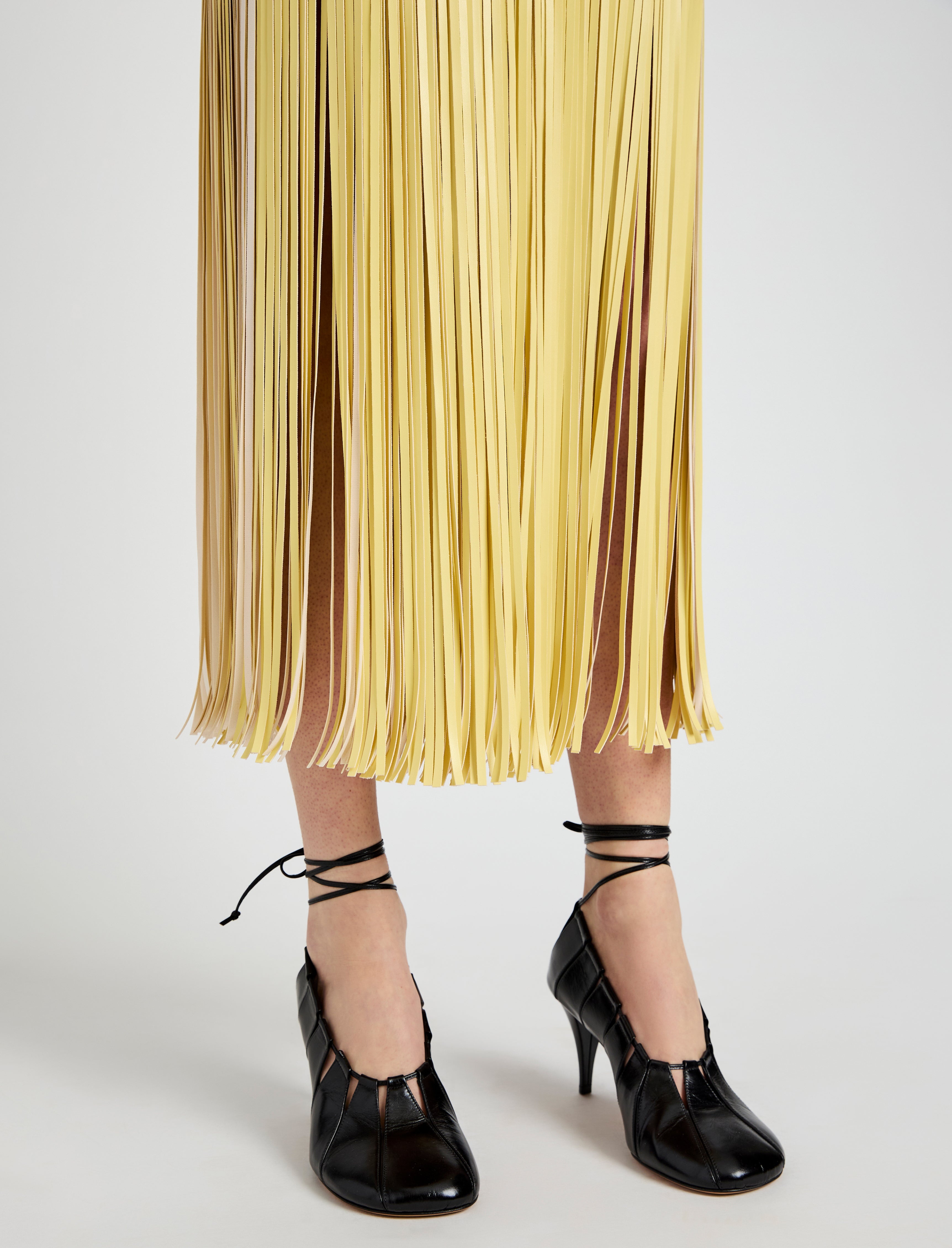 Veda Skirt in Faux Leather Fringe - 5