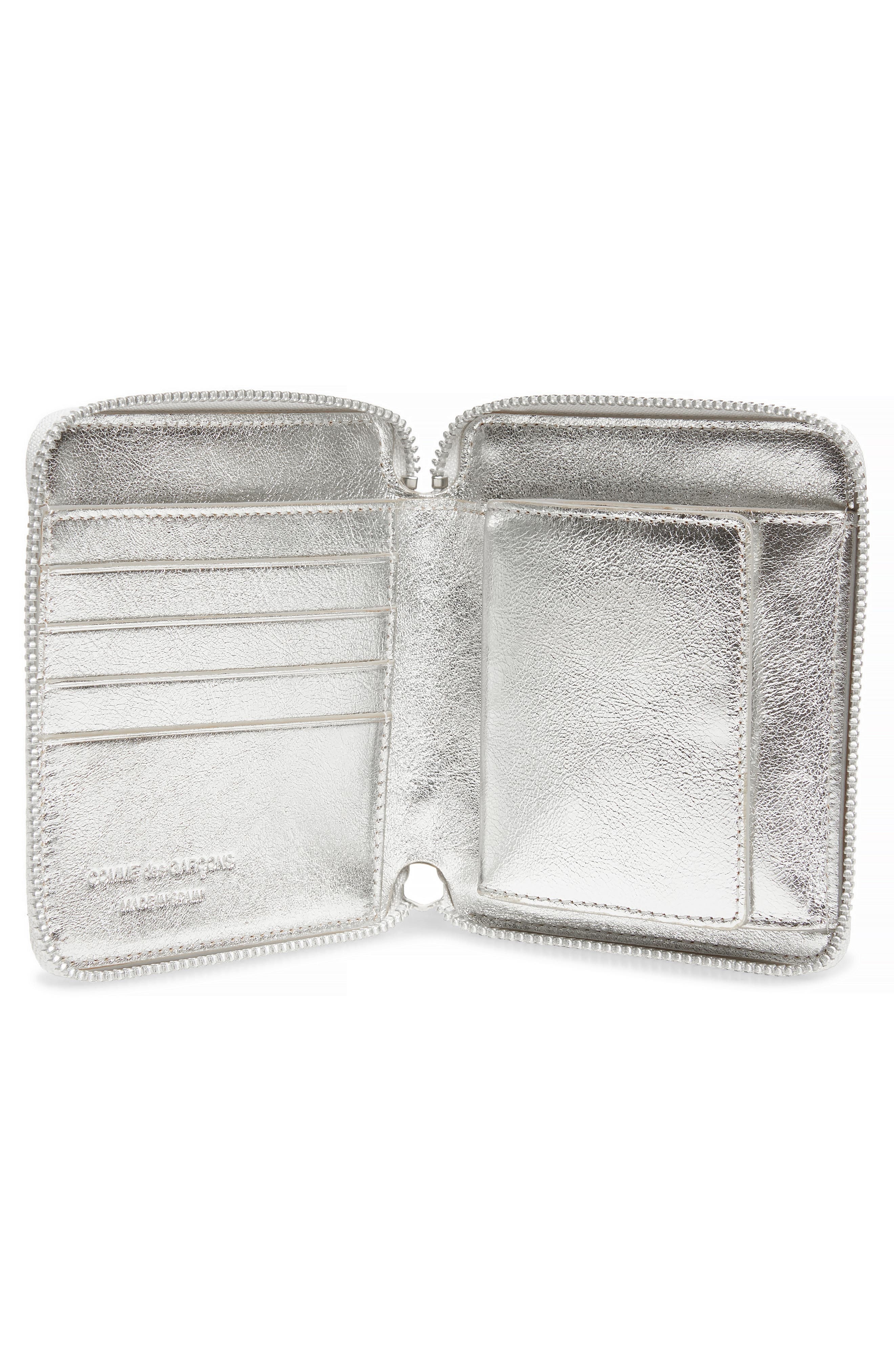 Comme des Garçons Wallets Metallic Leather Wallet in Silver at Nordstrom - 2