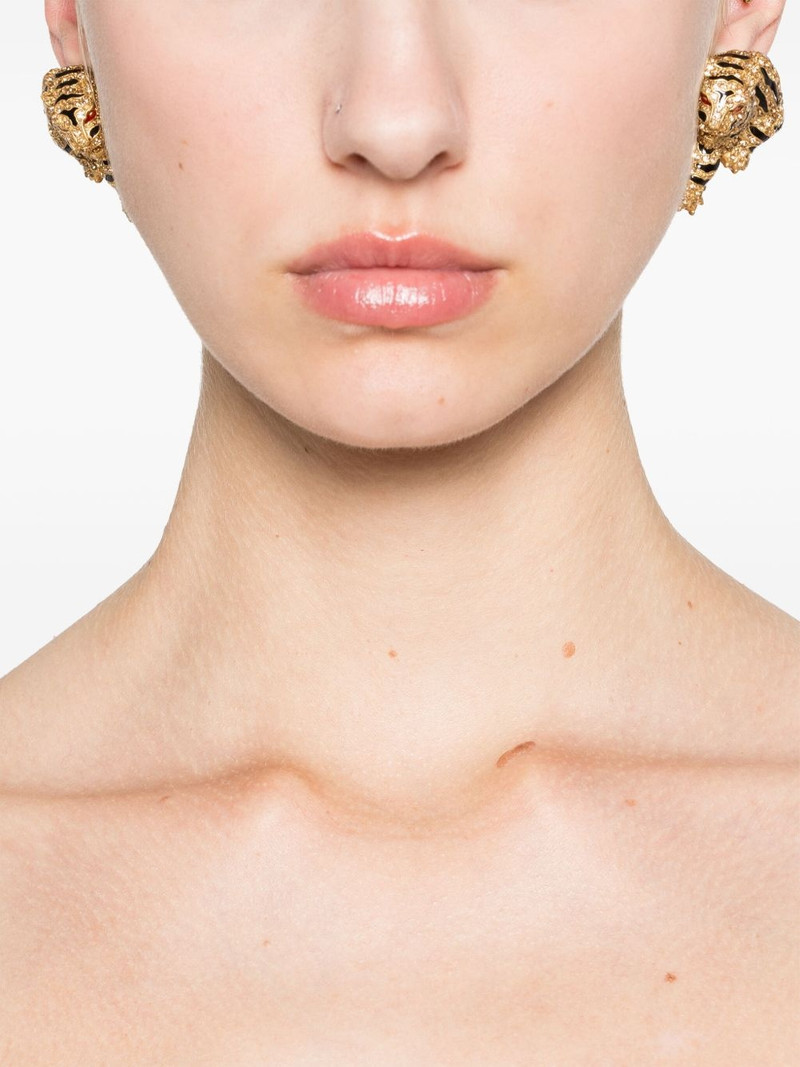Roberto Cavalli crystal-embellished tiger earrings outlook