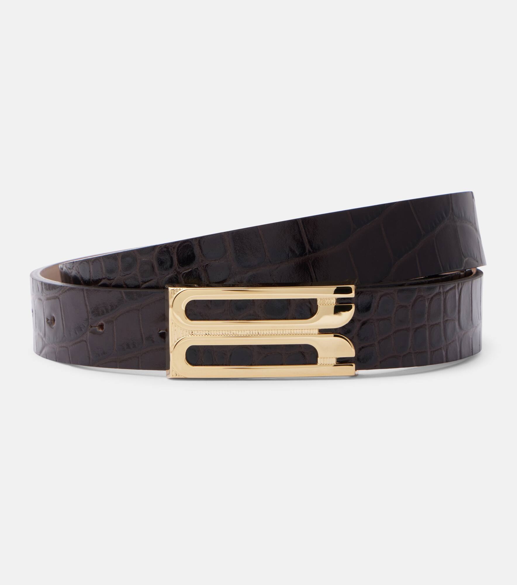 Croc-effect leather belt - 1