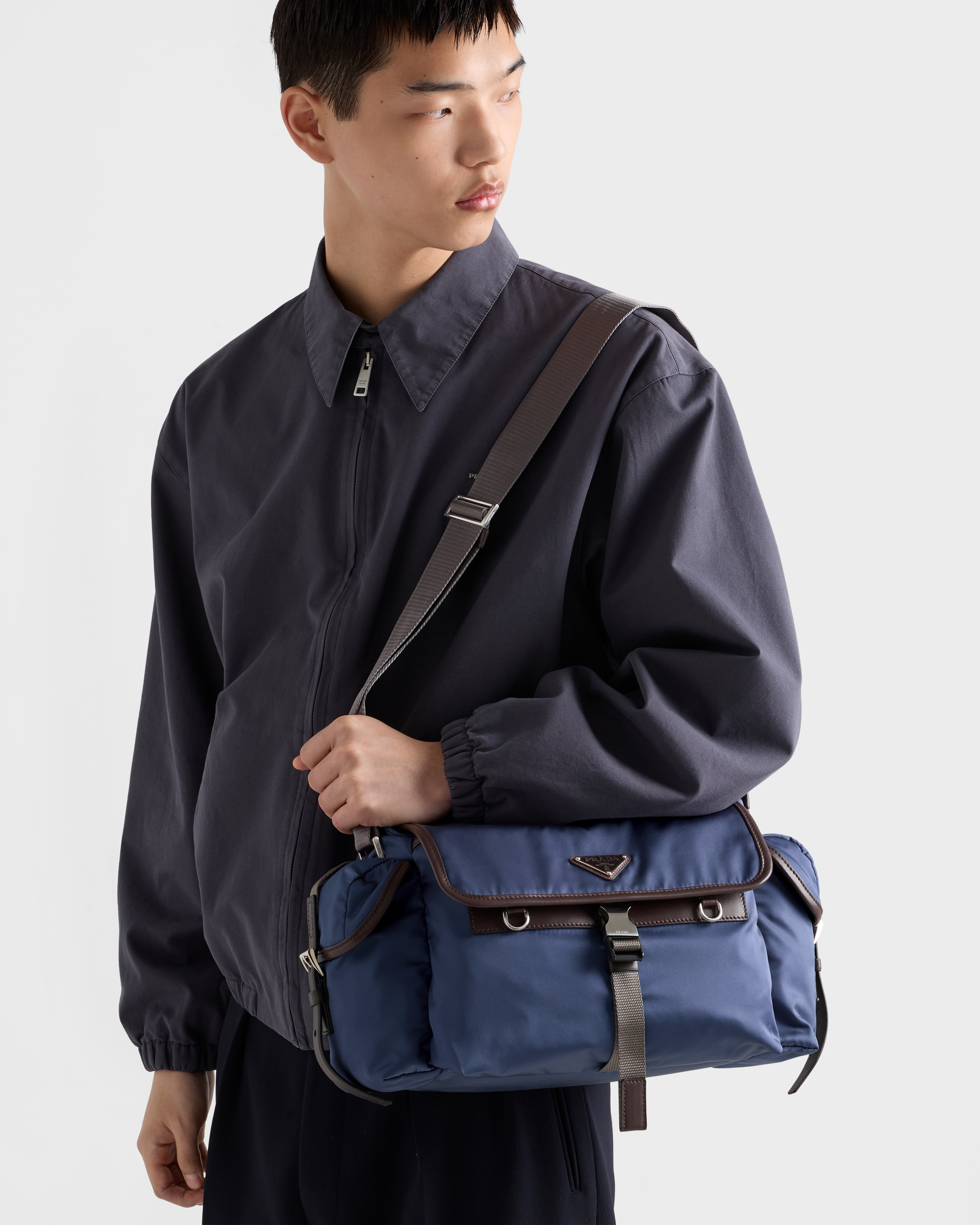 Re-Nylon and leather shoulder bag - 8