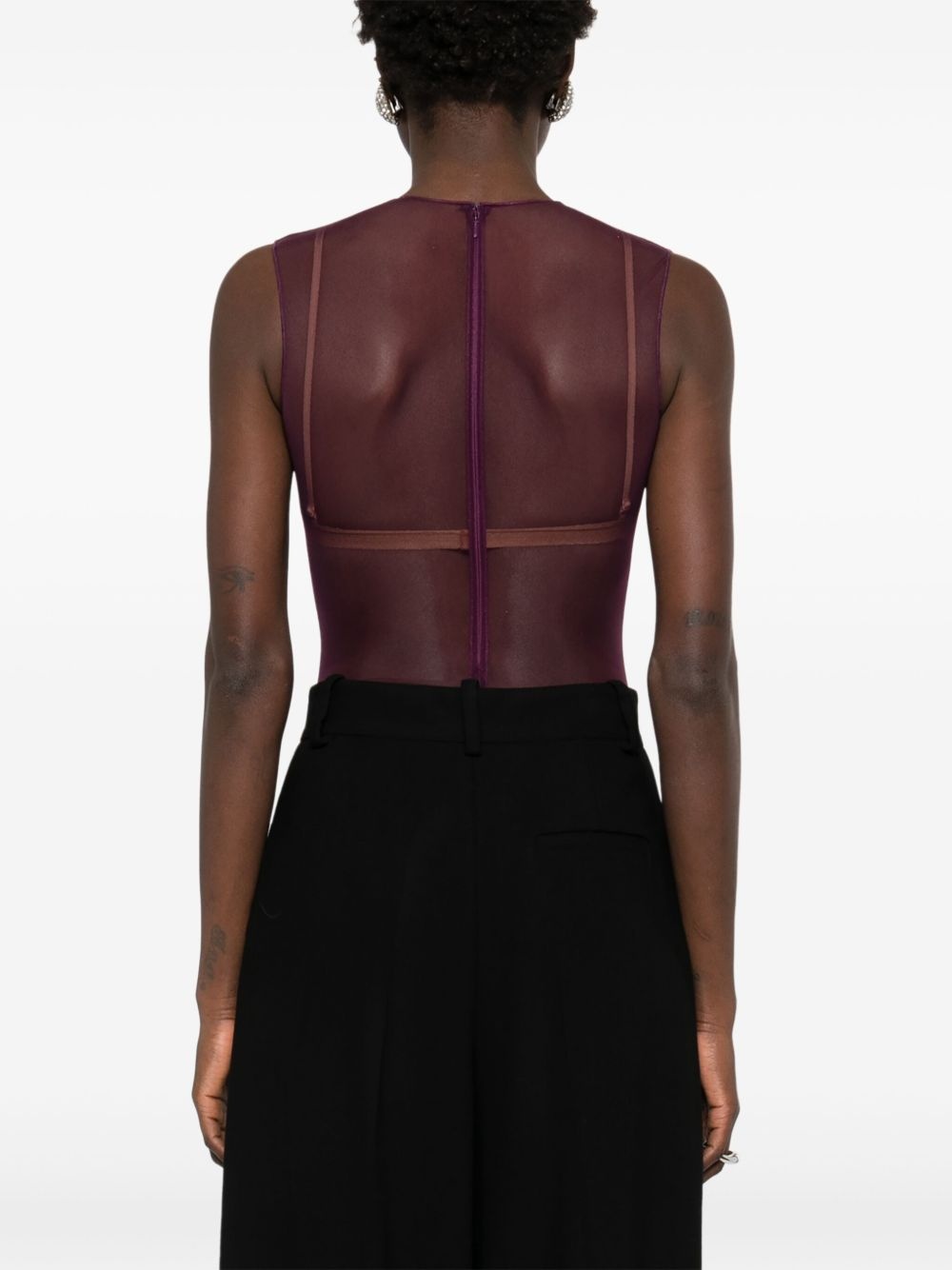 crew-neck mesh bodysuit - 4