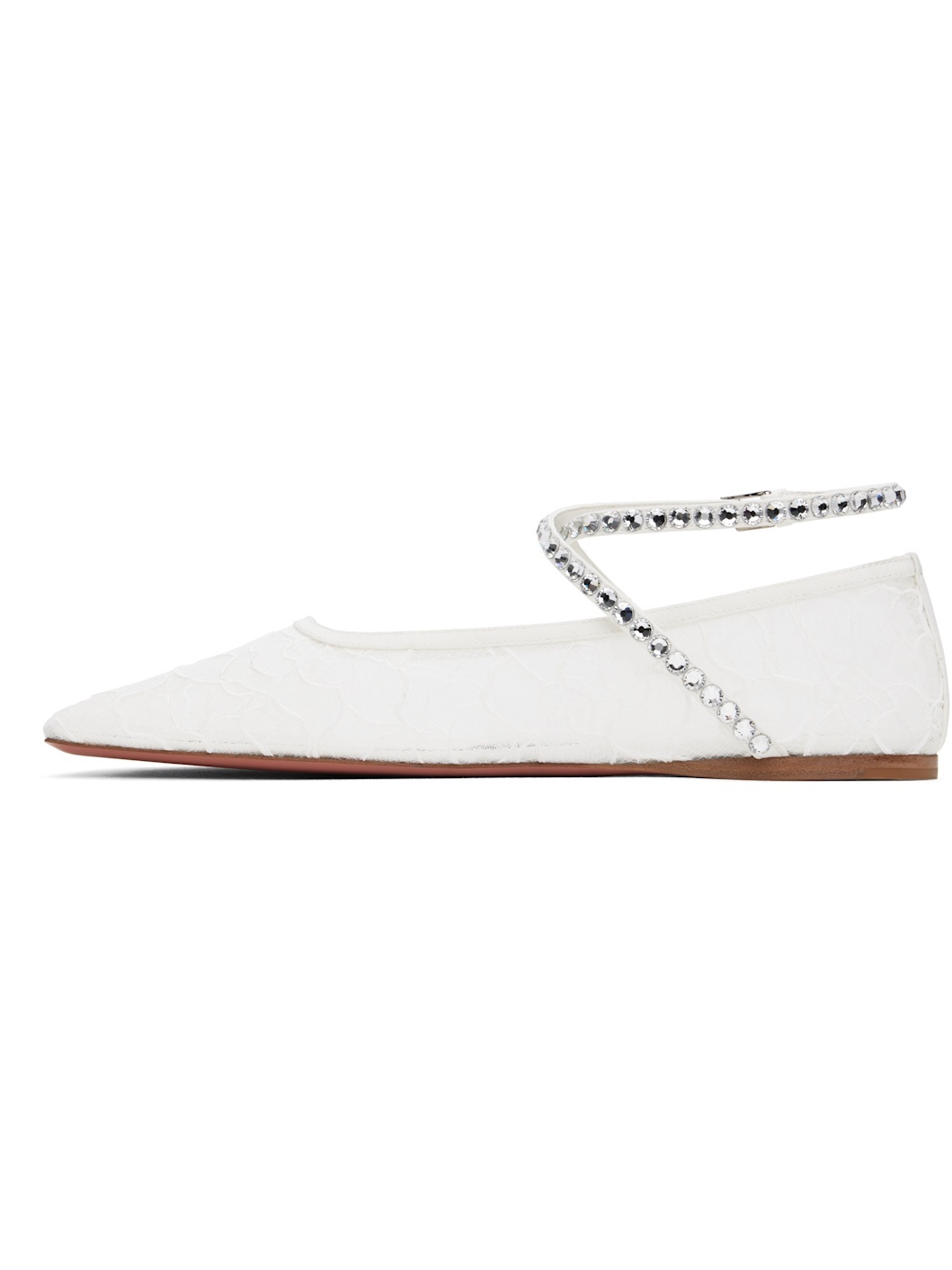 White Ane Lace Ballerina Flats - 3