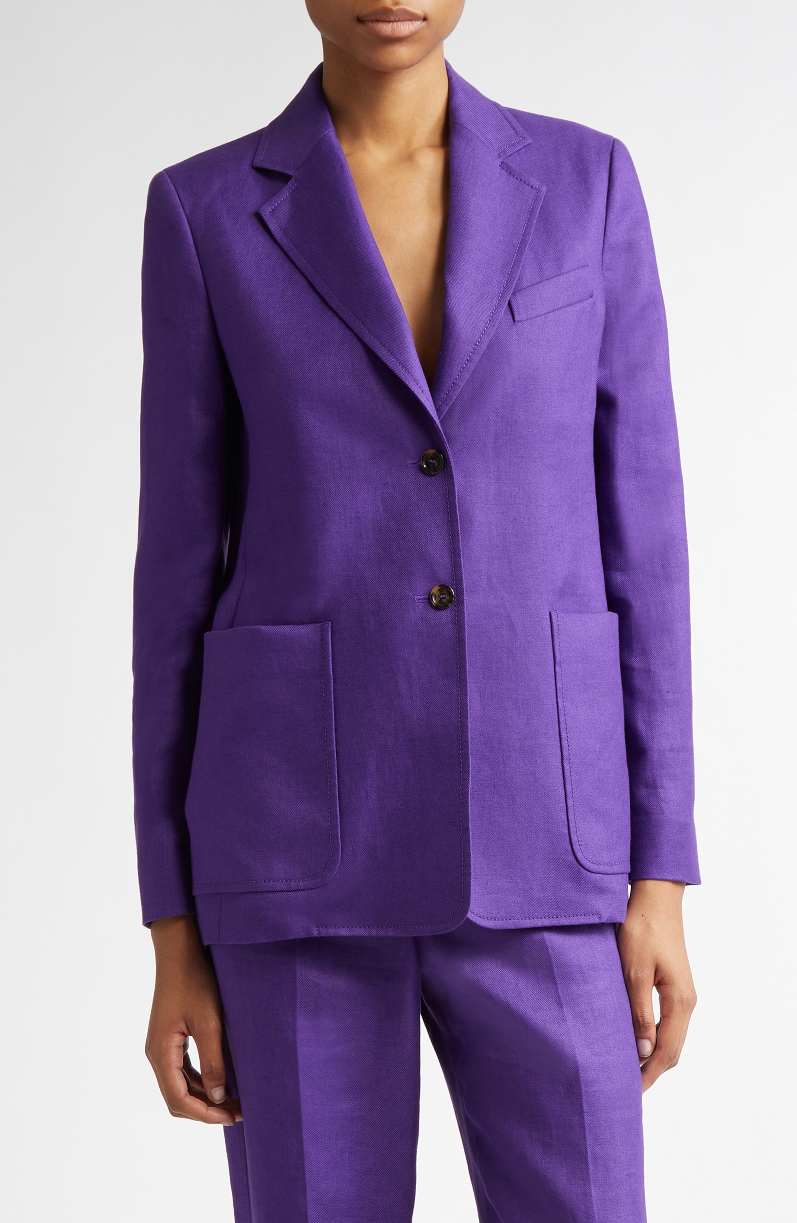 Max Mara Guglia Linen Blazer in Purple at Nordstrom - 1