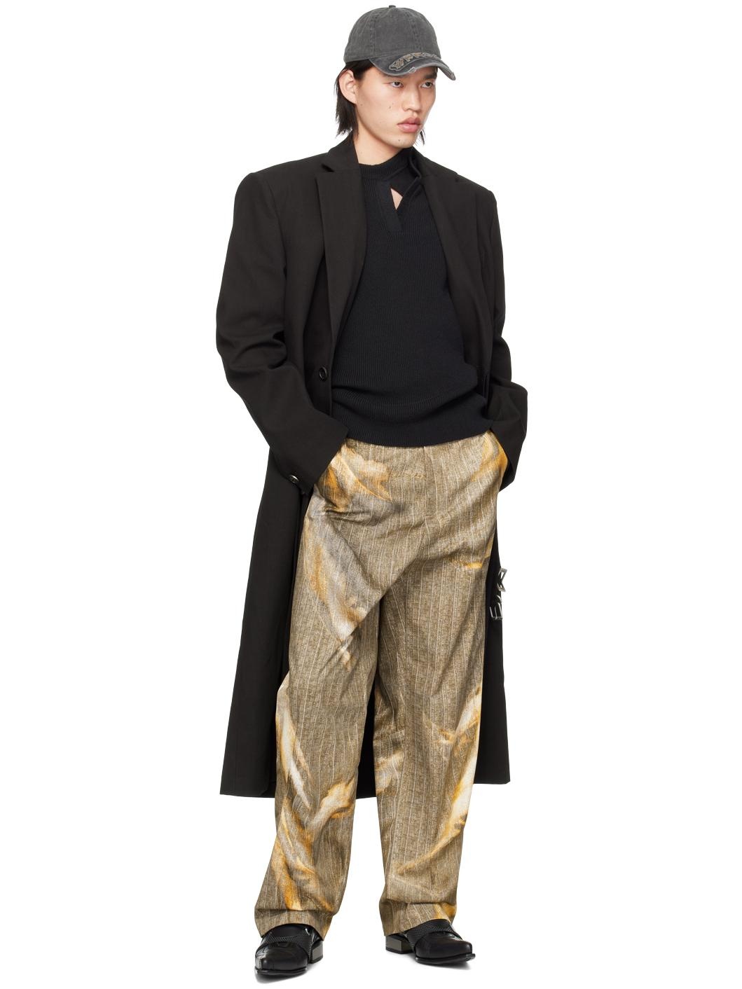 Beige Printed Trousers - 4