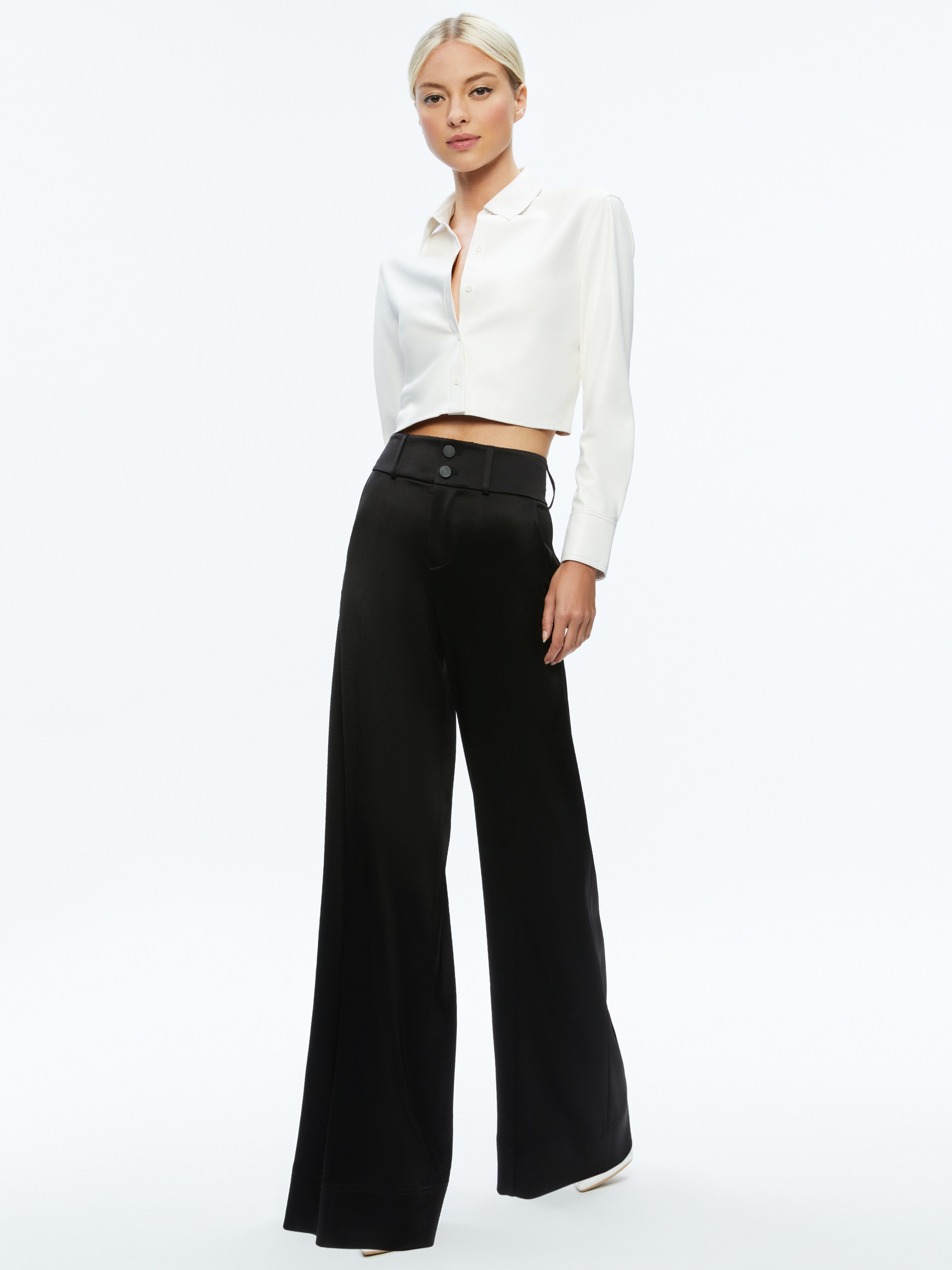 LEON CROPPED VEGAN LEATHER BUTTON DOWN - 6