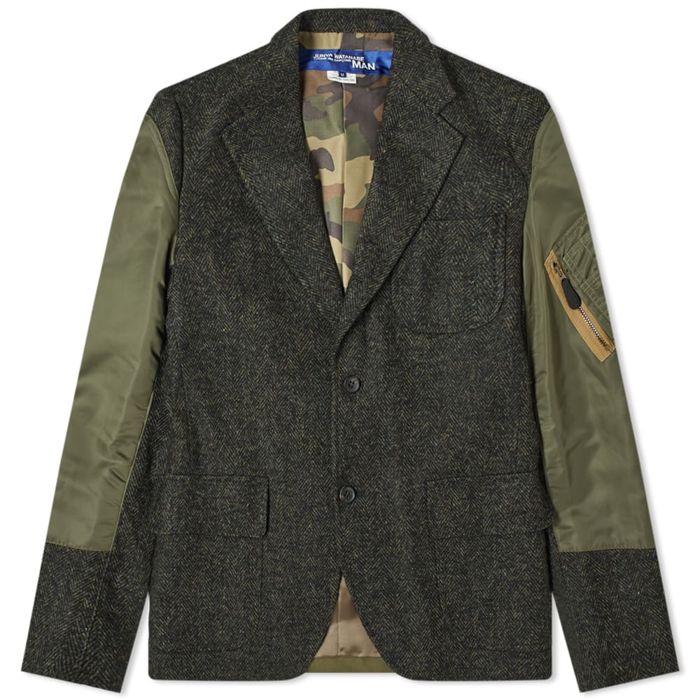 Junya Watanabe MAN Nylon Sleeve Tweed Blazer - 1