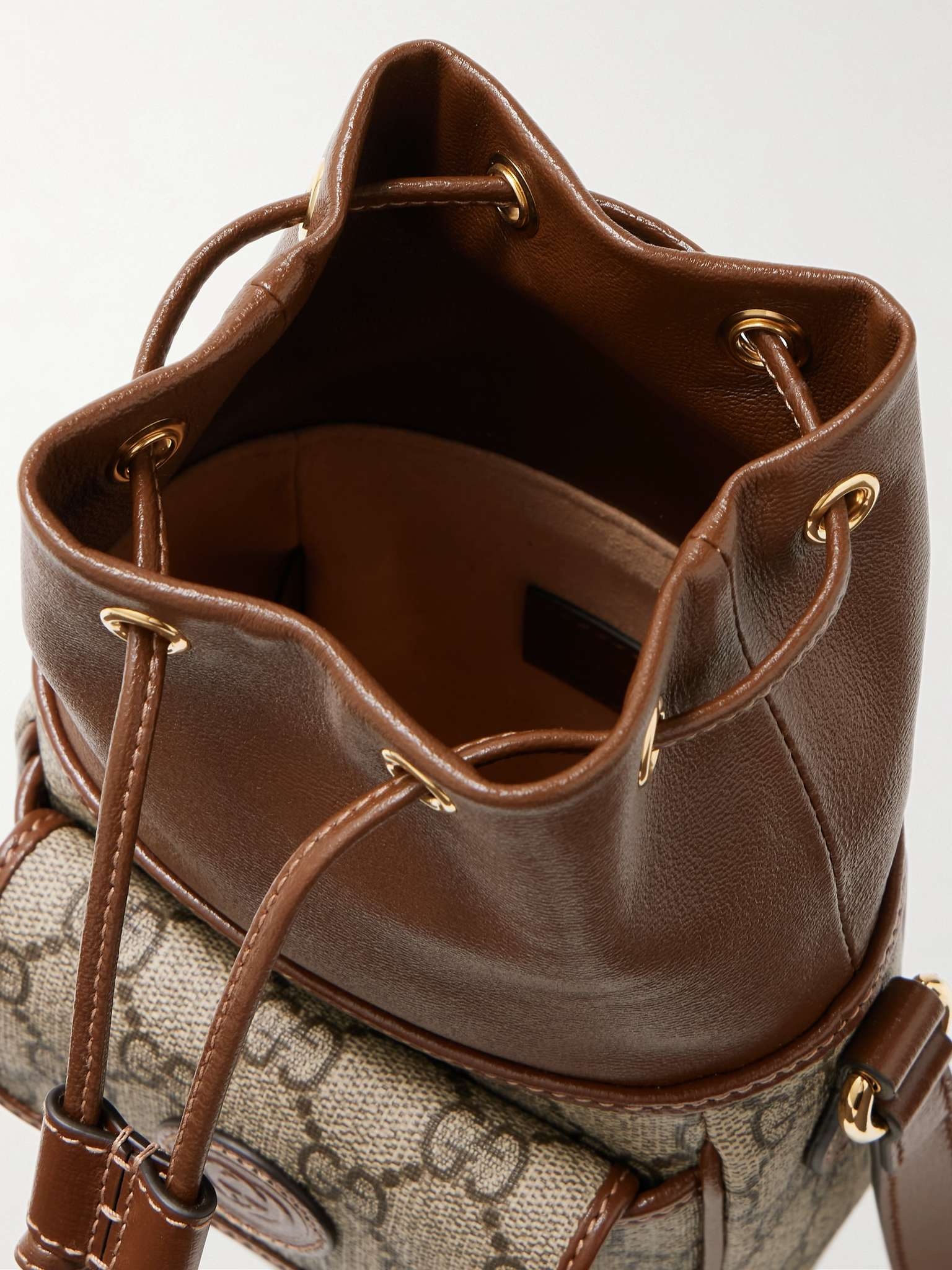 Leather-Trimmed Monogrammed Coated-Canvas Bucket Bag - 3