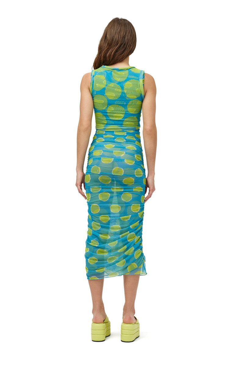 Mesh Cielo Dress In Suburban Blue Valley Green Dot Print 7