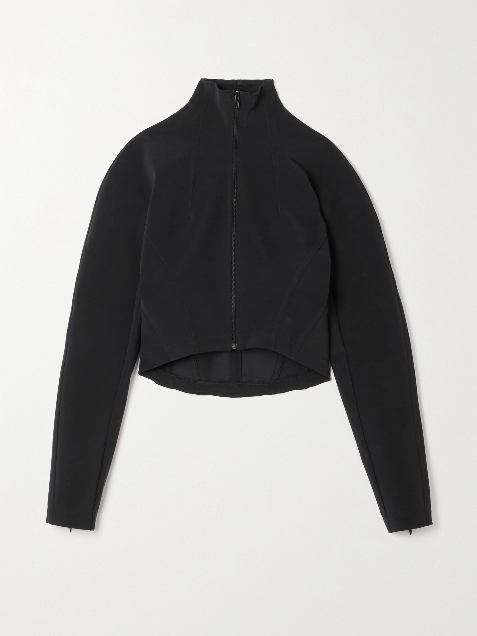 Stretch-tulle turtleneck jacket Black - 1