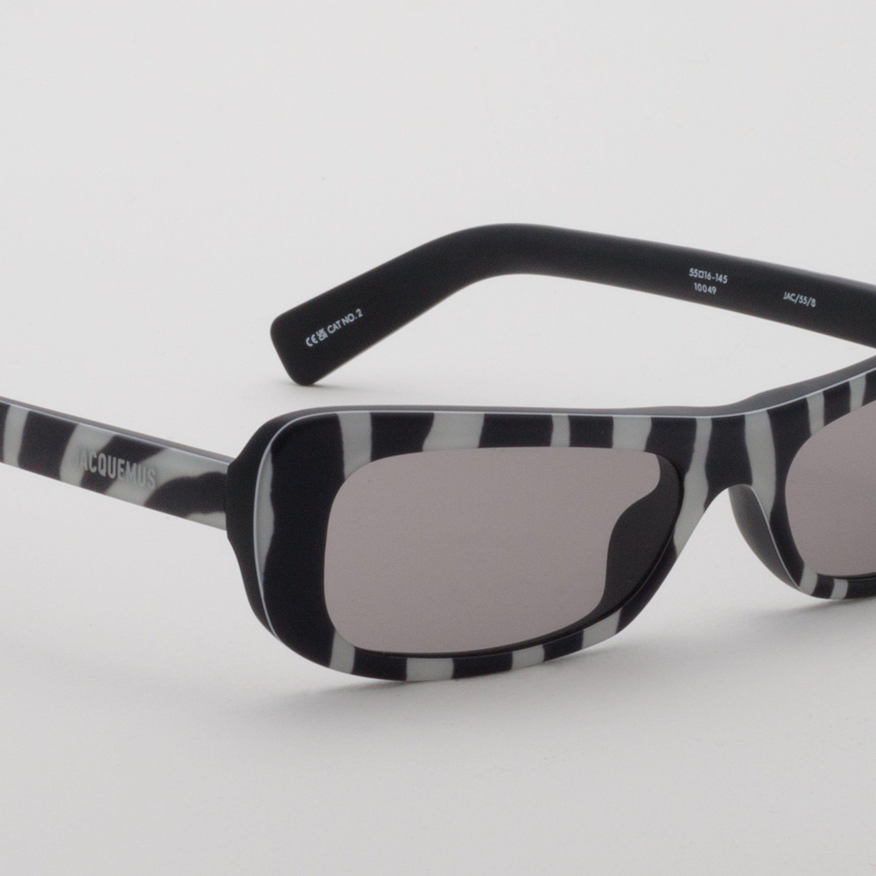 Capri Rectangular Sunglasses in Zebra Black - 3