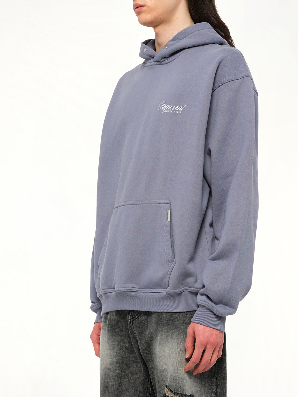 Represent Owners Club Script Hoodie in Dusty Blue - 3