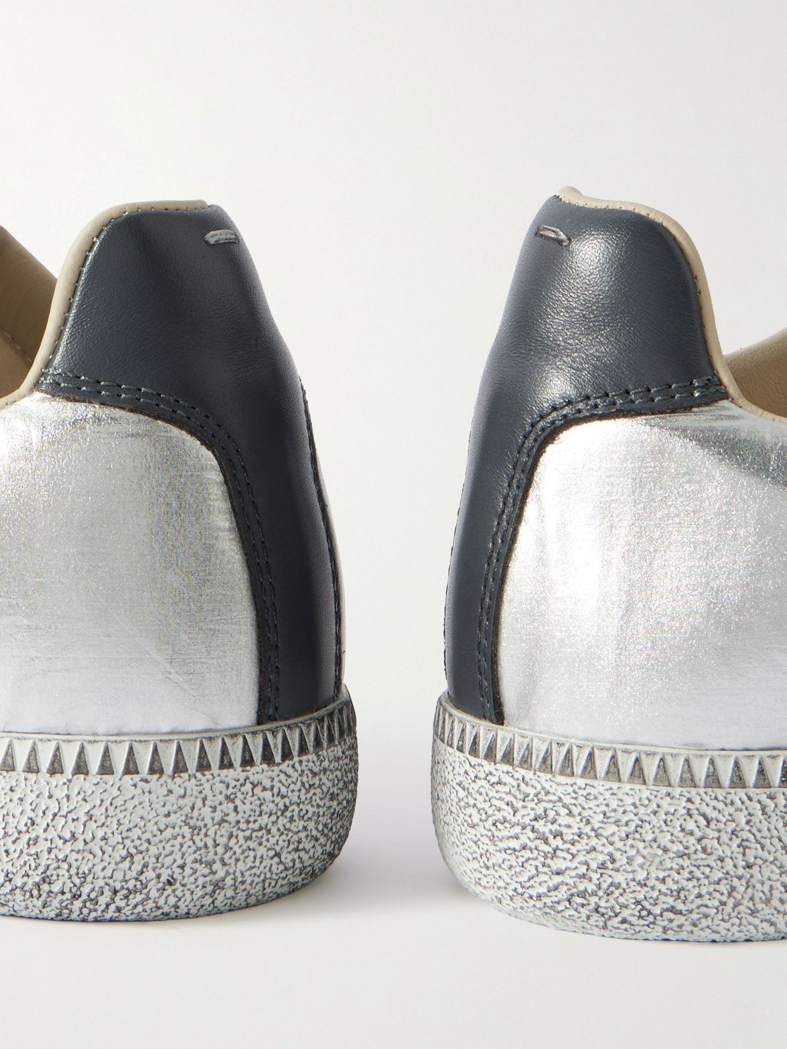 Replica Leather-Trimmed Shell Sneakers Silver - 5