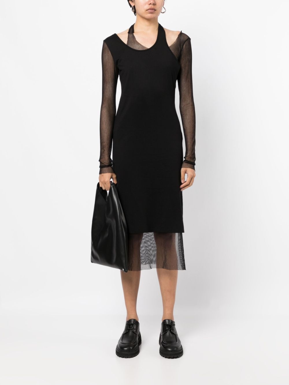 layered-effect midi dress - 2