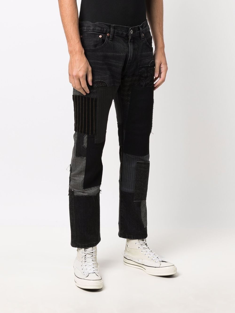 patchwork straight-leg jeans - 3