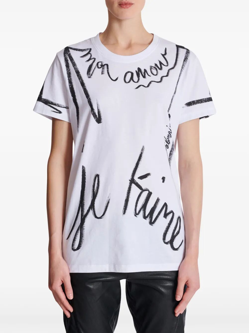 Balmain Women Sl Writing Printed T-Shirt - 4