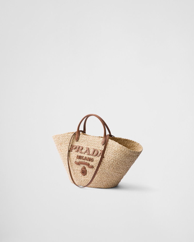 Prada Large woven fabric and leather tote bag outlook