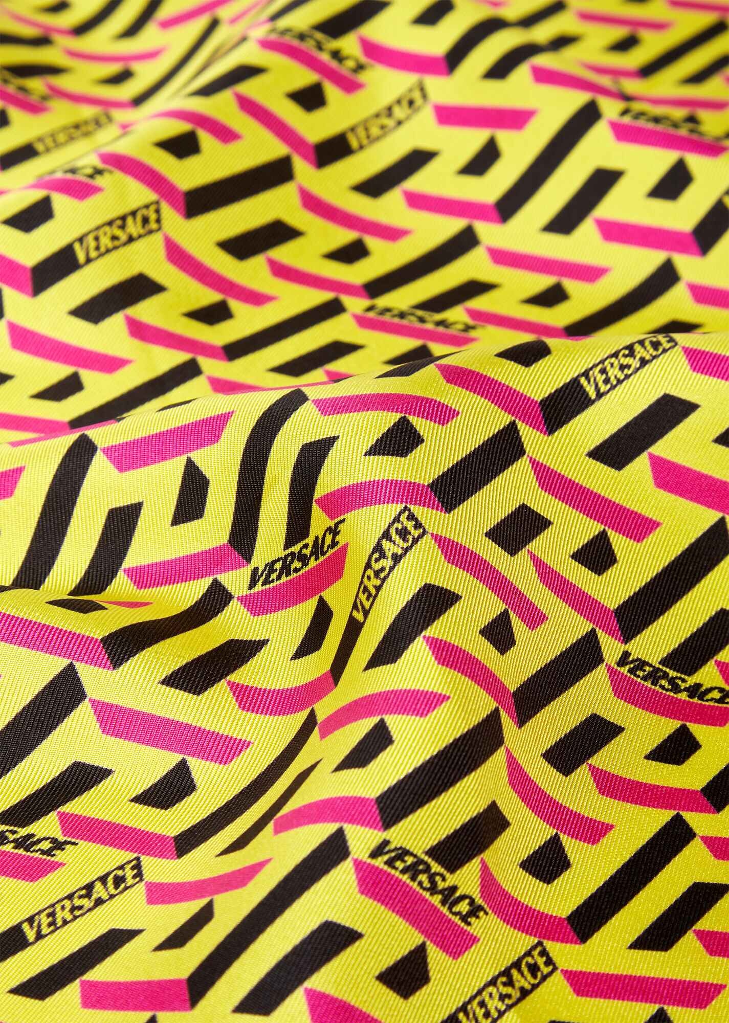 La Greca Print Silk Foulard - 3