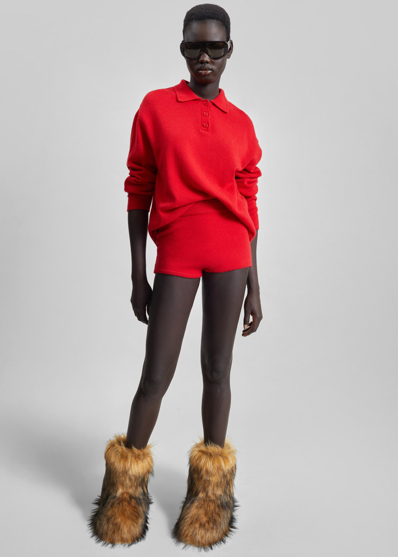 Bresica Knit Polo Sweater - Red 8
