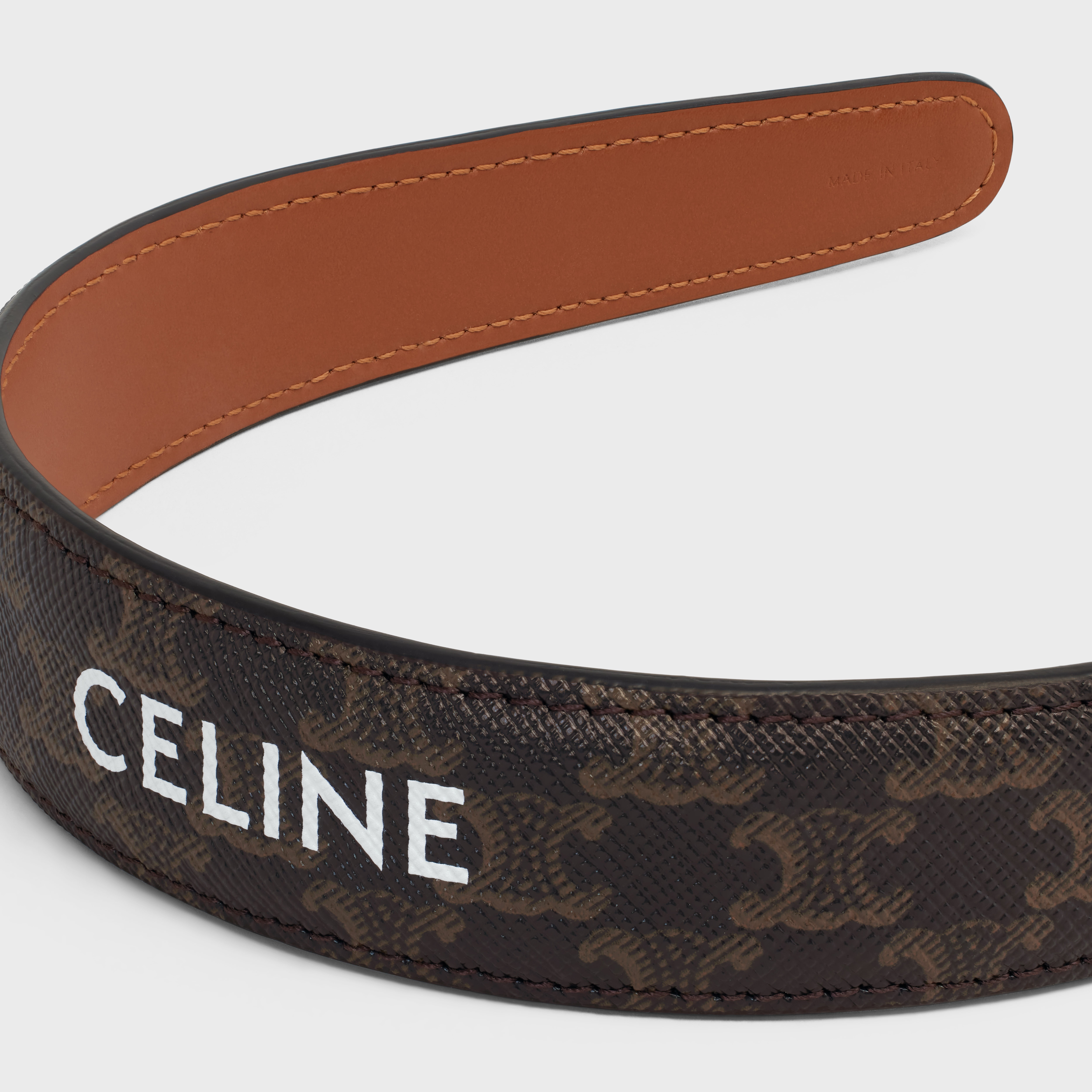Triomphe Canvas Celine Headband in Calfskin and Canvas - 3