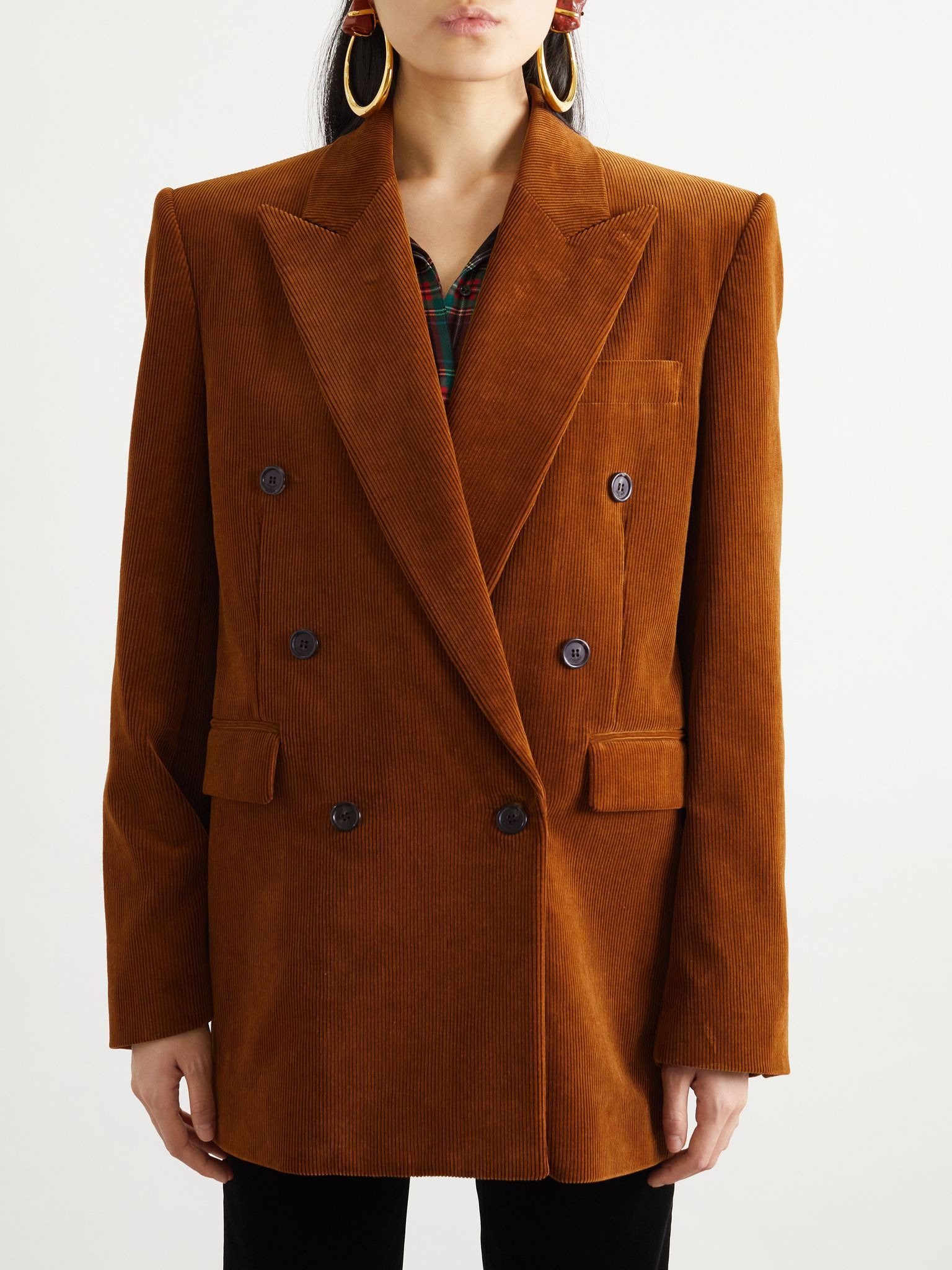 Double-breasted cotton-corduroy blazer Bronze - 3
