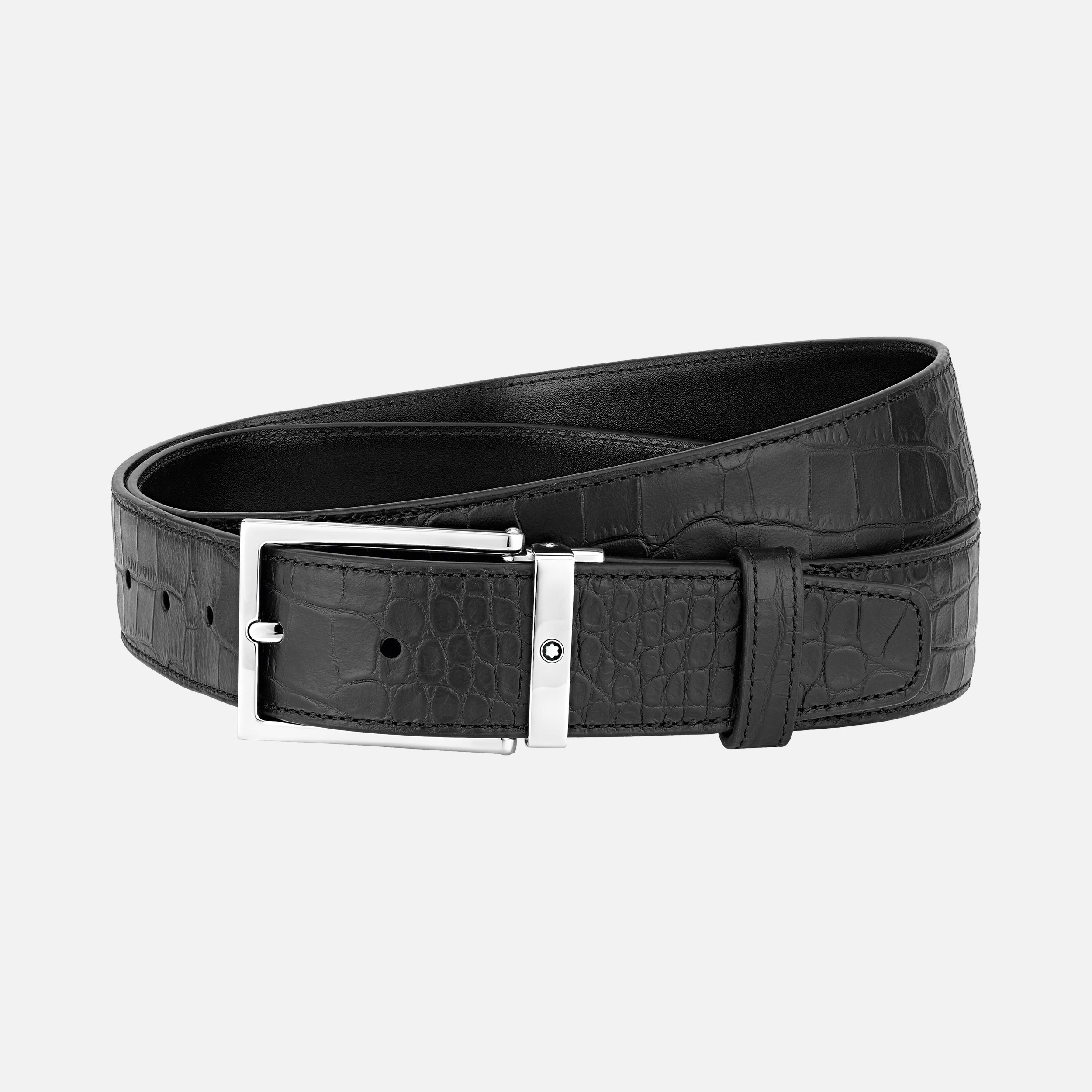 Black 35 mm leather belt - 1