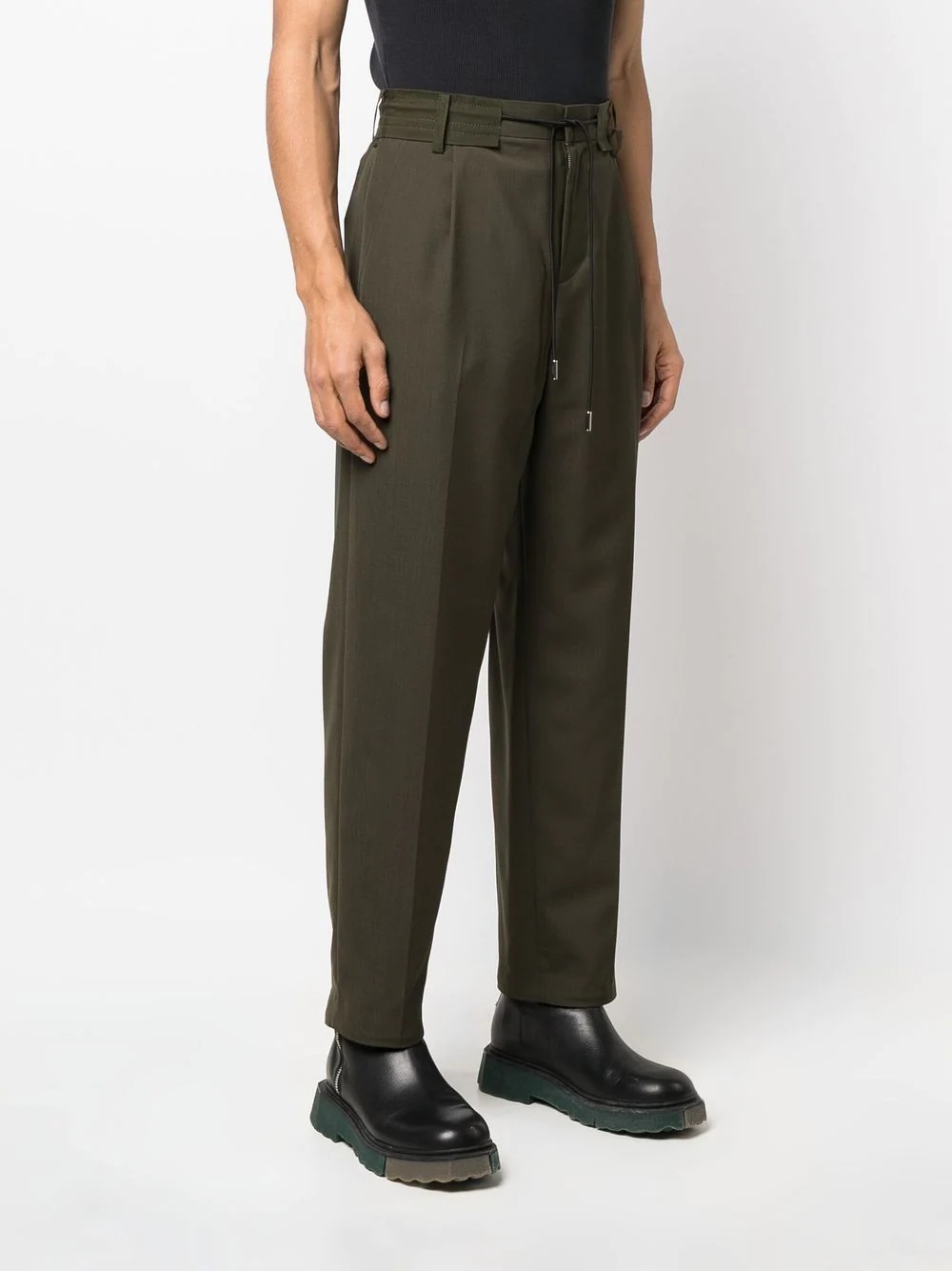 drawstring-waist straight-leg trousers - 3