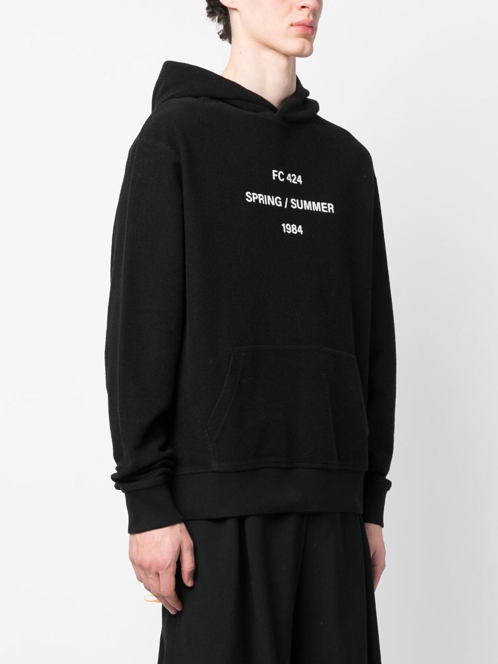 embroidered-logo detail hoodie - 3