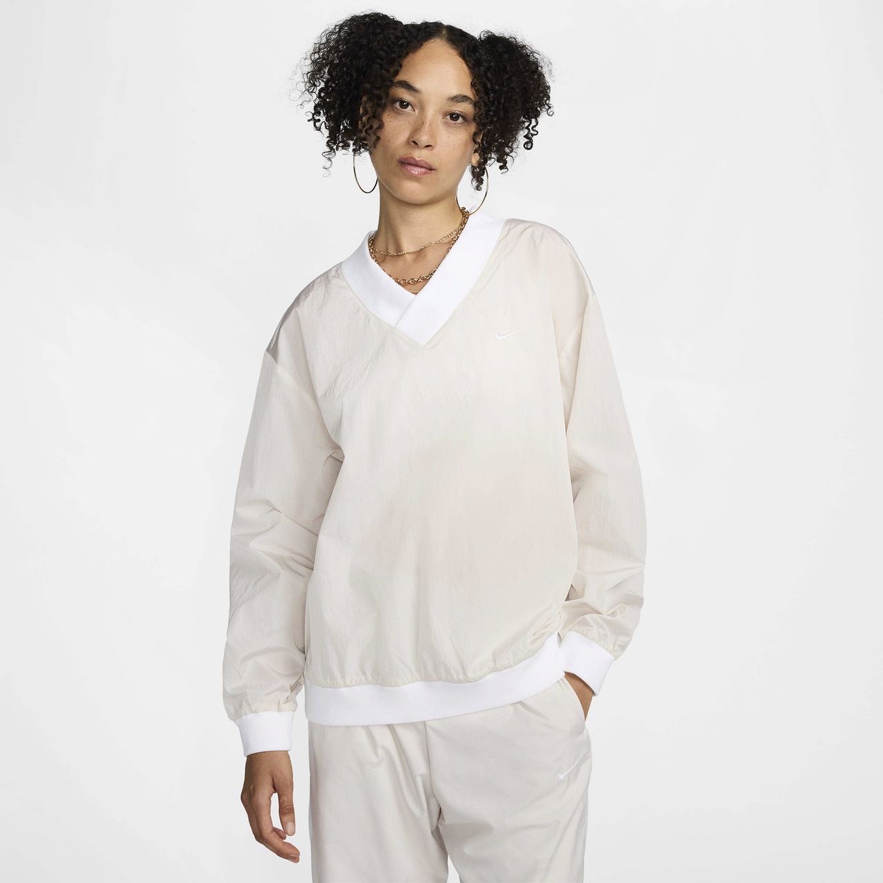 Nike Womens Nike NSW Essential Woven Long Sleeve V-Neck Crew - 1