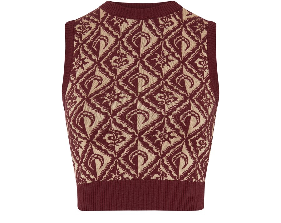 Moon diamant knit jacquard sleeveless pullover - 1