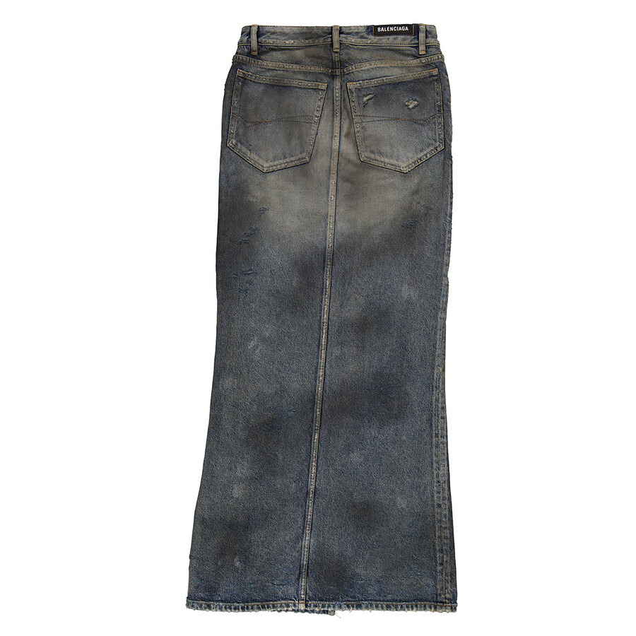 Balenciaga Faded Maxi Denim Skirt In Dirty Pale Blue - 2