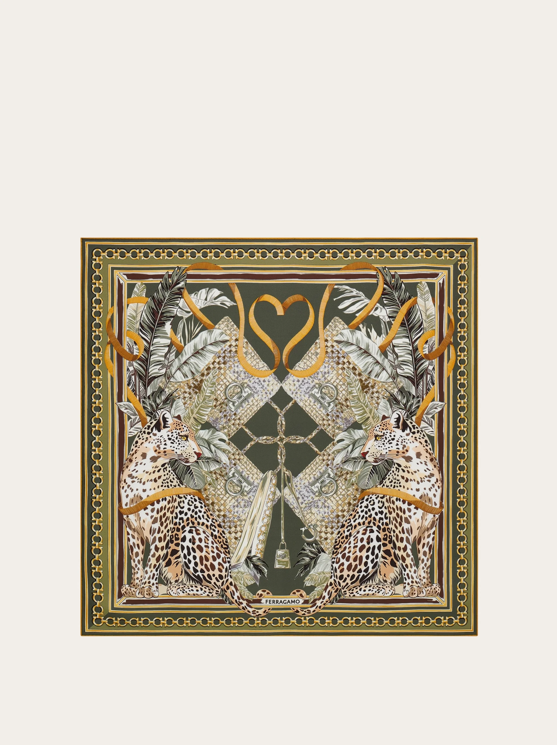 Feline print silk foulard - 1