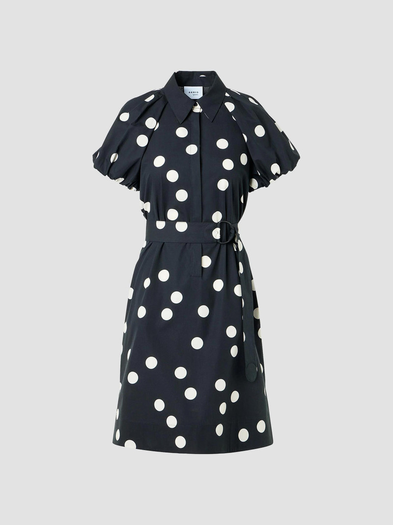 Women's Polka Dot Poplin Minidress - Black Cream 1
