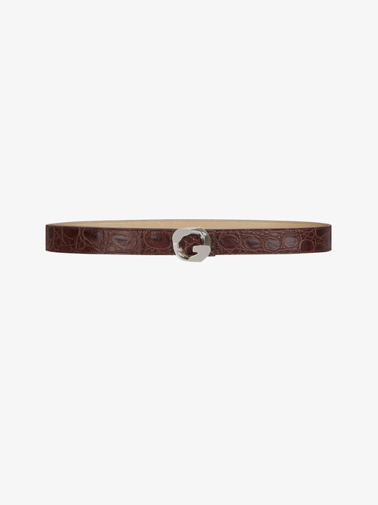 G CHAIN BUCKLE REVERSIBLE BELT IN CROCODILE EFFETC LEATHER - 1