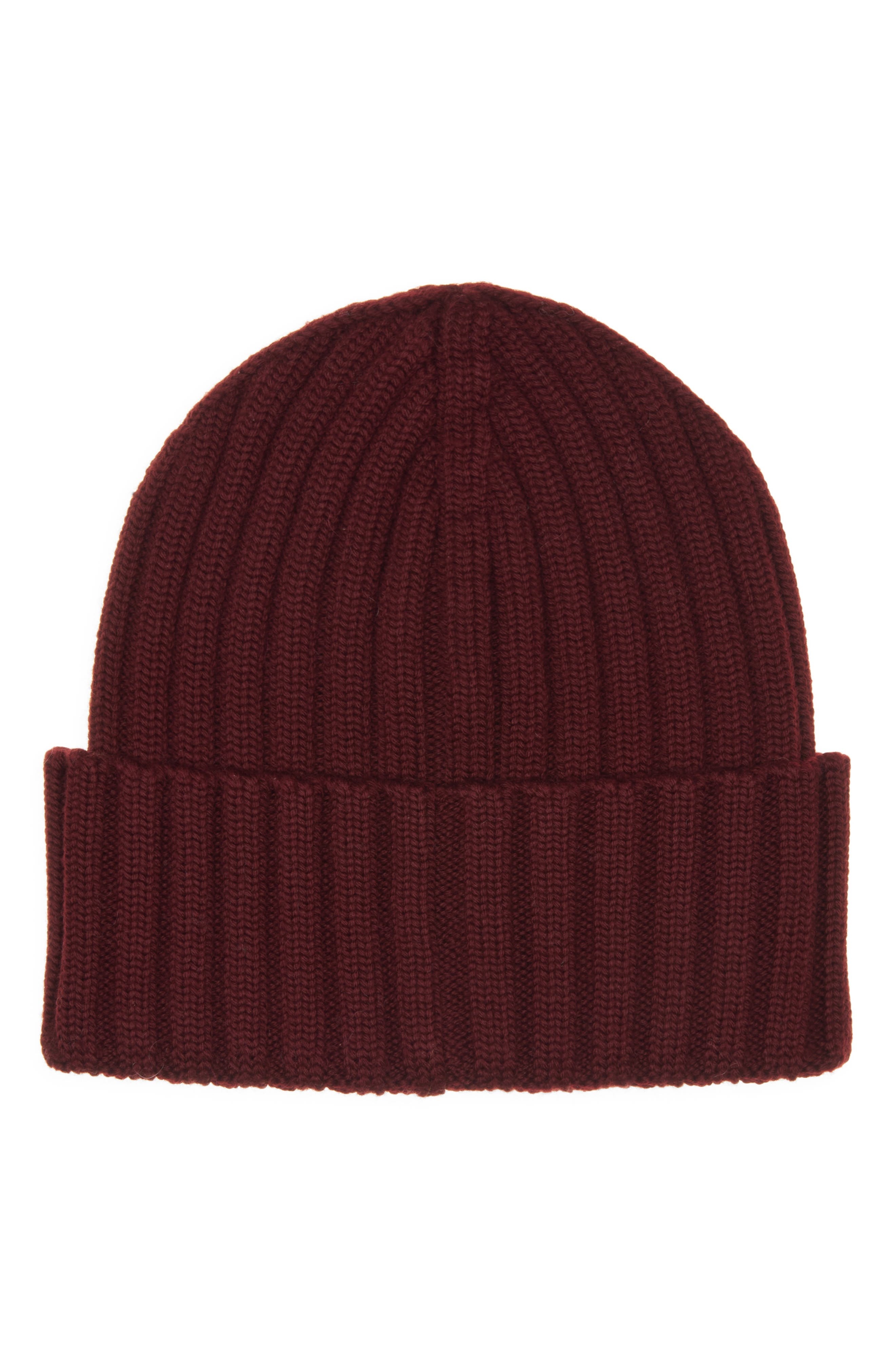 Moncler Logo Patch Rib Wool Beanie in Fire Red at Nordstrom - 2