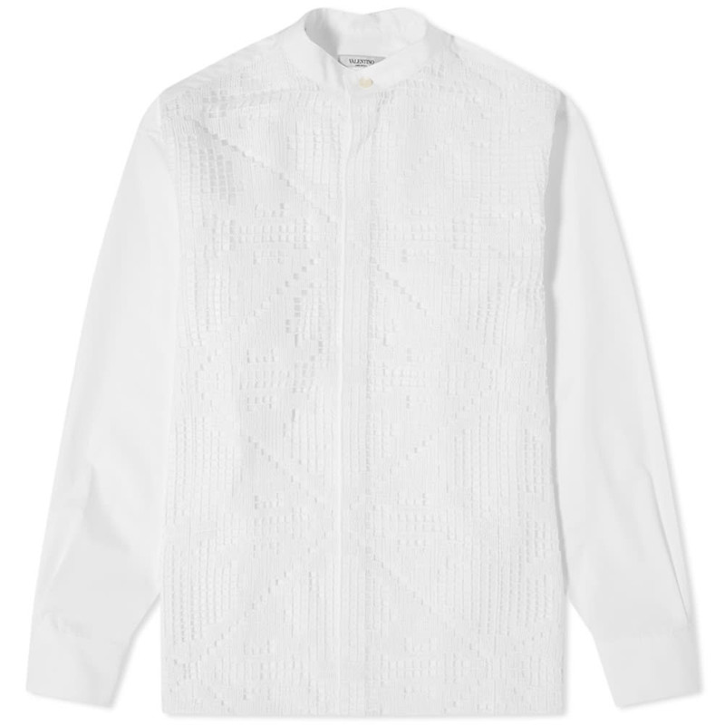 Valentino Mandarin Collar Macrame Shirt 1