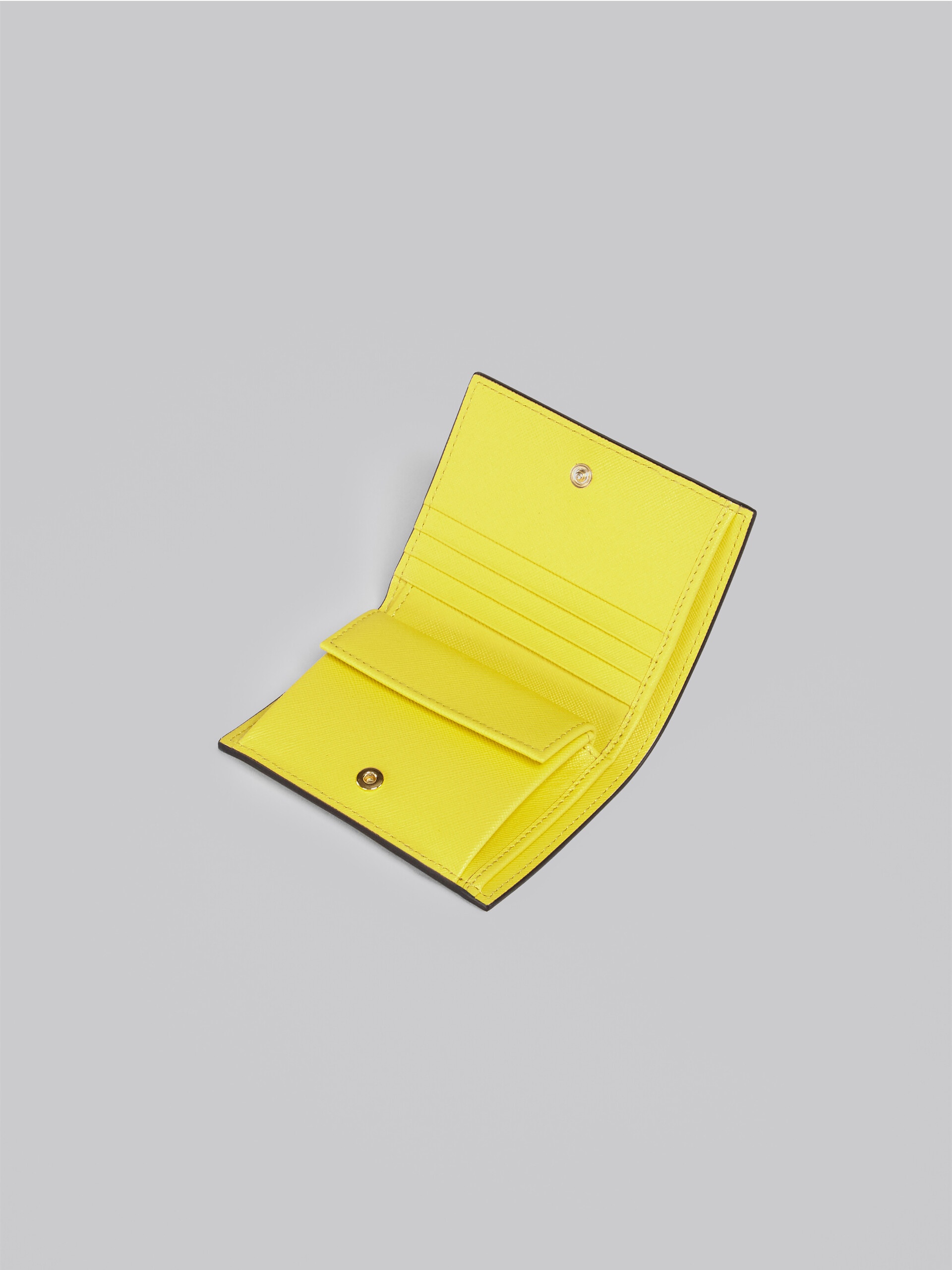 YELLOW AND WHITE SAFFIANO LEATHER BI-FOLD WALLET - 4