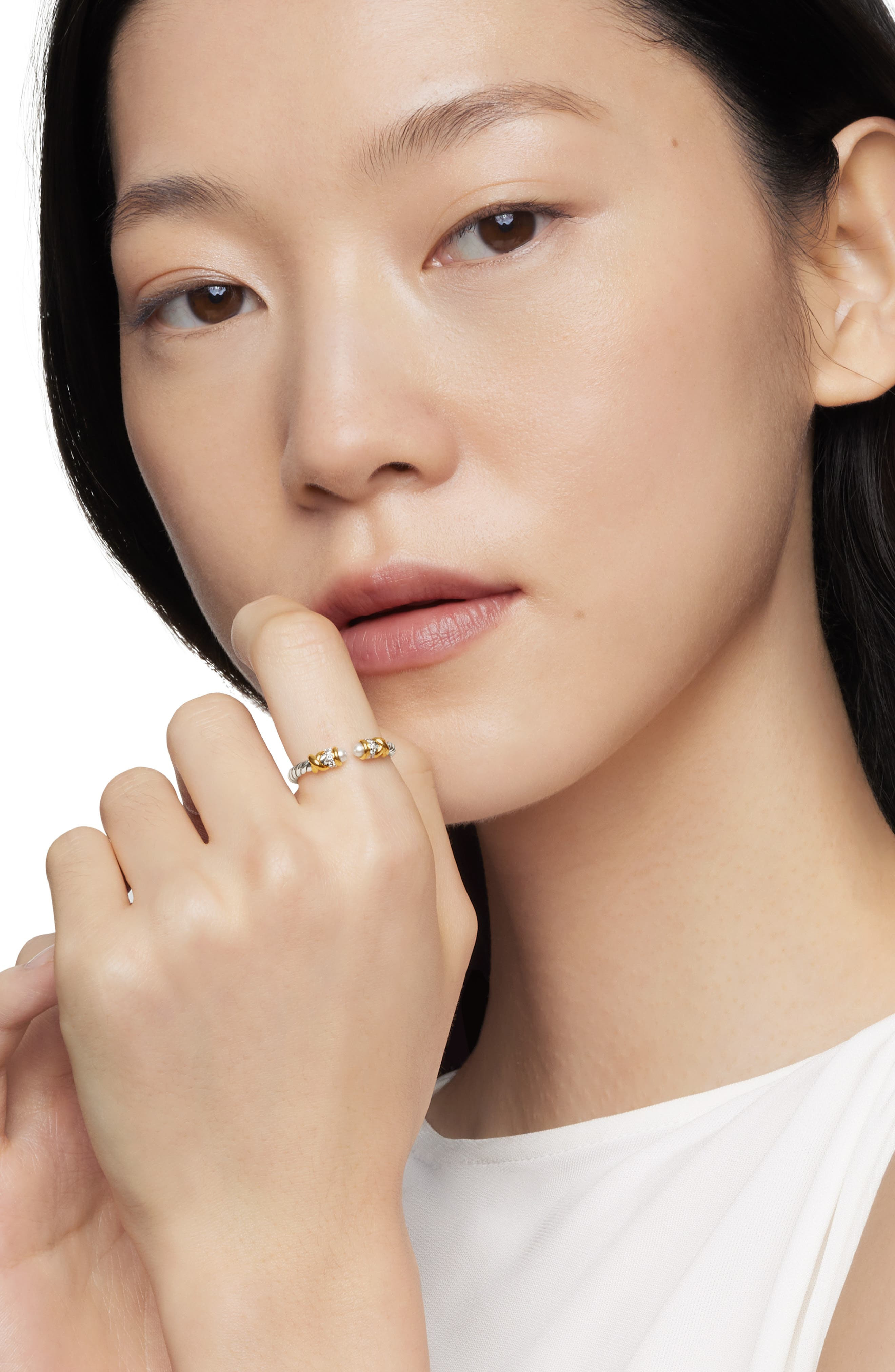 David Yurman Petite Helena Open Ring with 18K Gold & Diamonds in Pearl at Nordstrom - 2