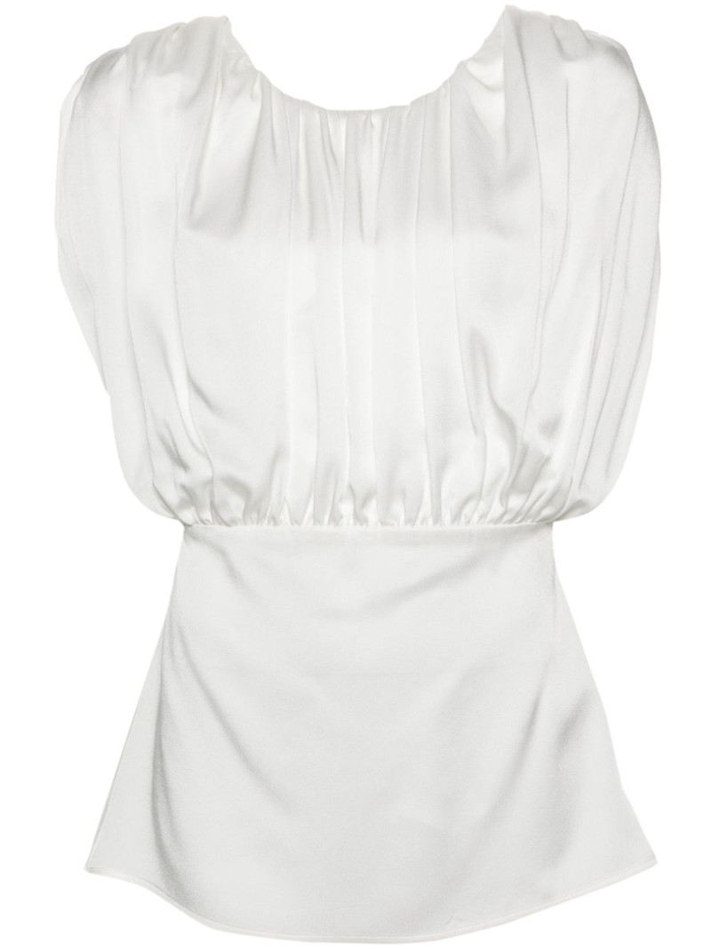 ruched-detailed sleeveless blouse 1