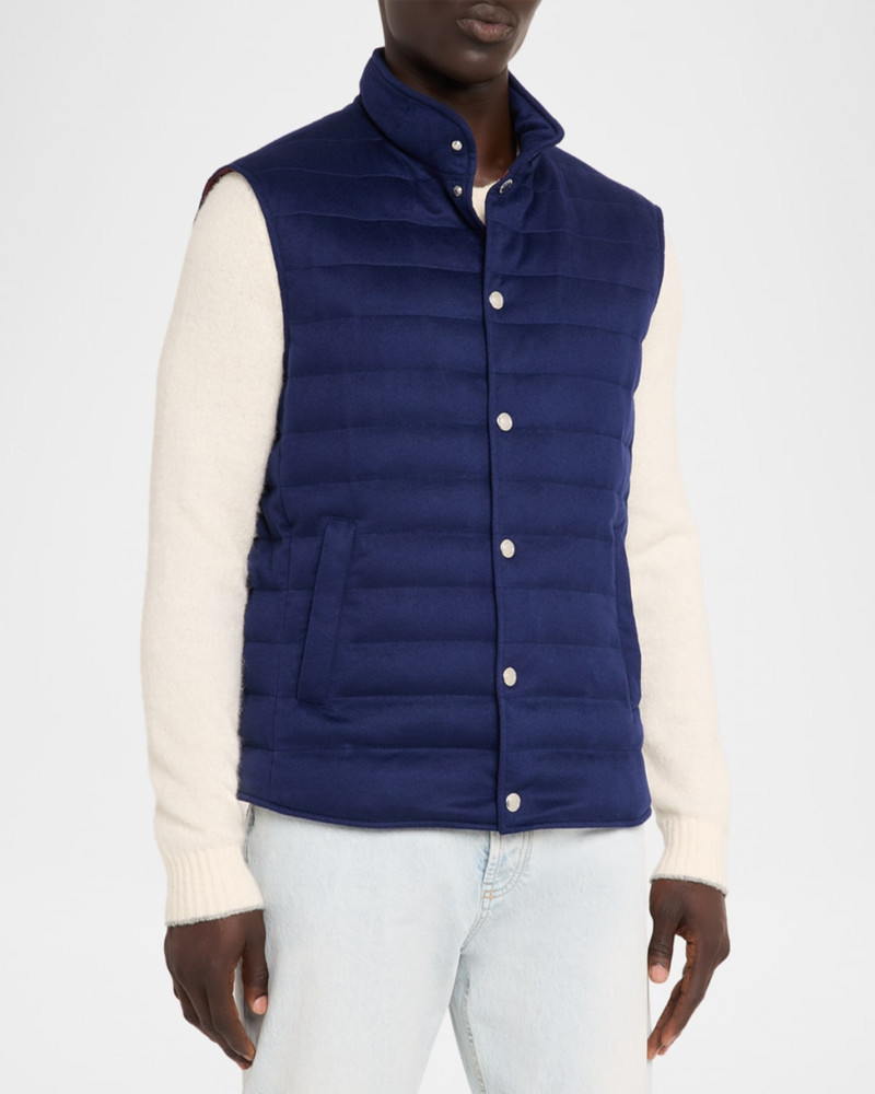 Men's Cashmere Padded Down Snap-Front Vest 4