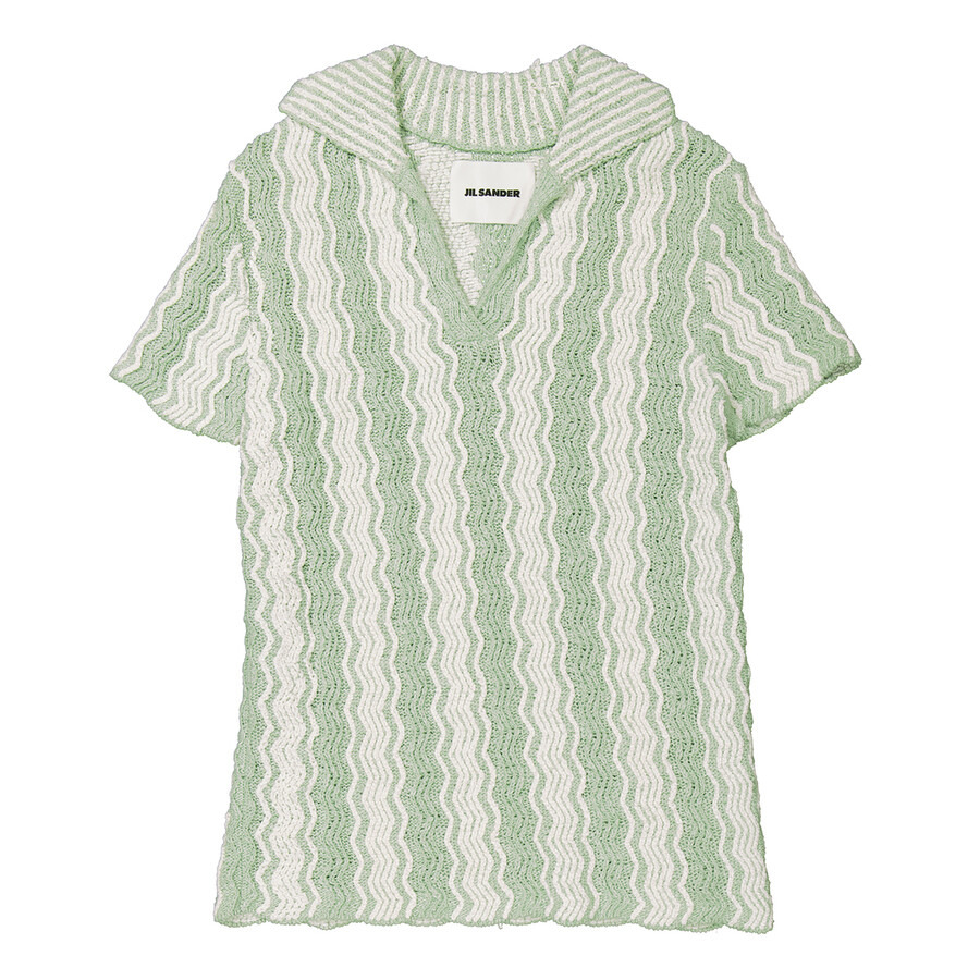 Open Box - Jil Sander Ladies Acid Green Cotton-Blend Knit Polo Top, Brand Size 34 (US Size 2) - 5