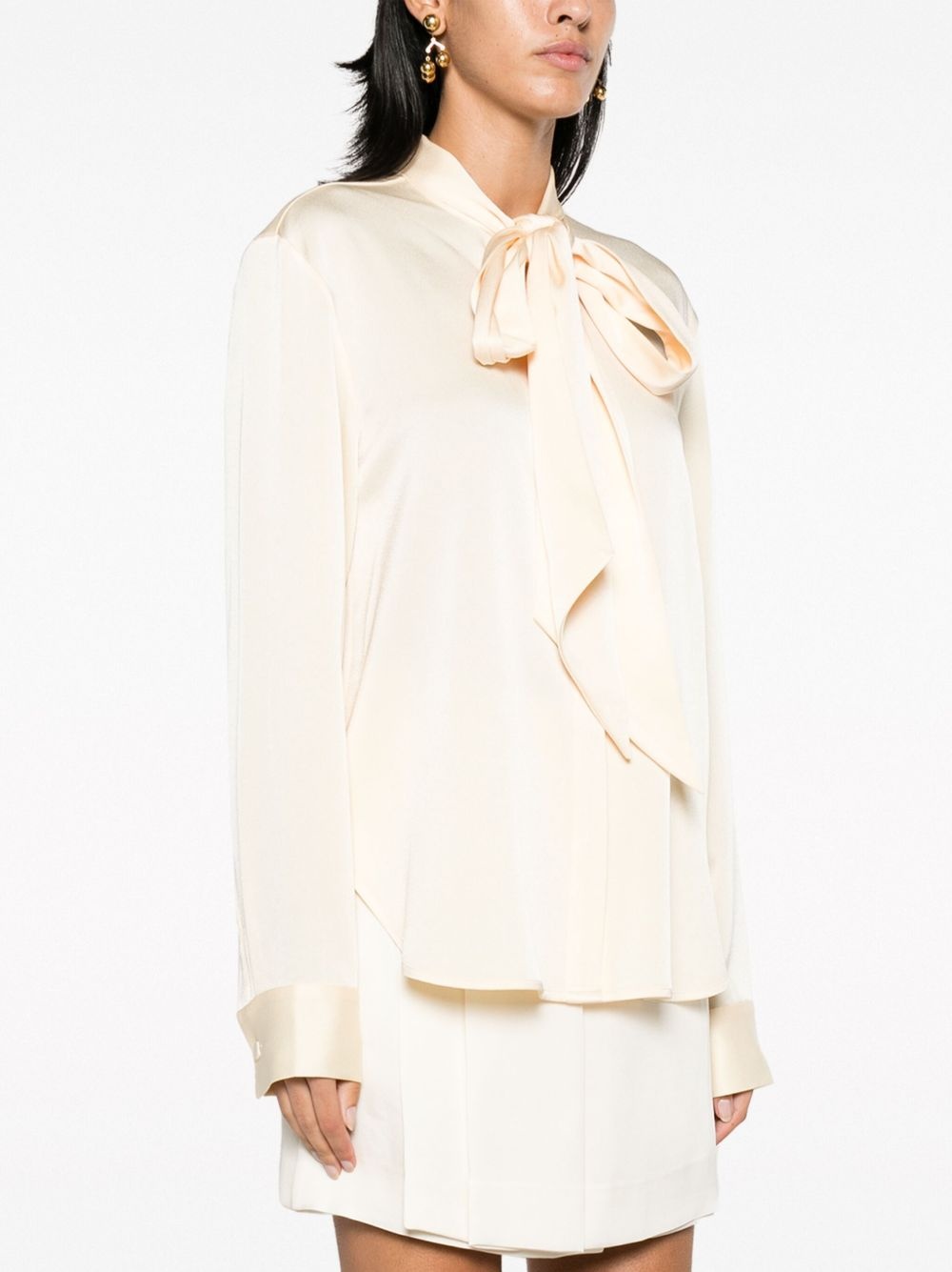 pussy bow-collar satin blouse - 3