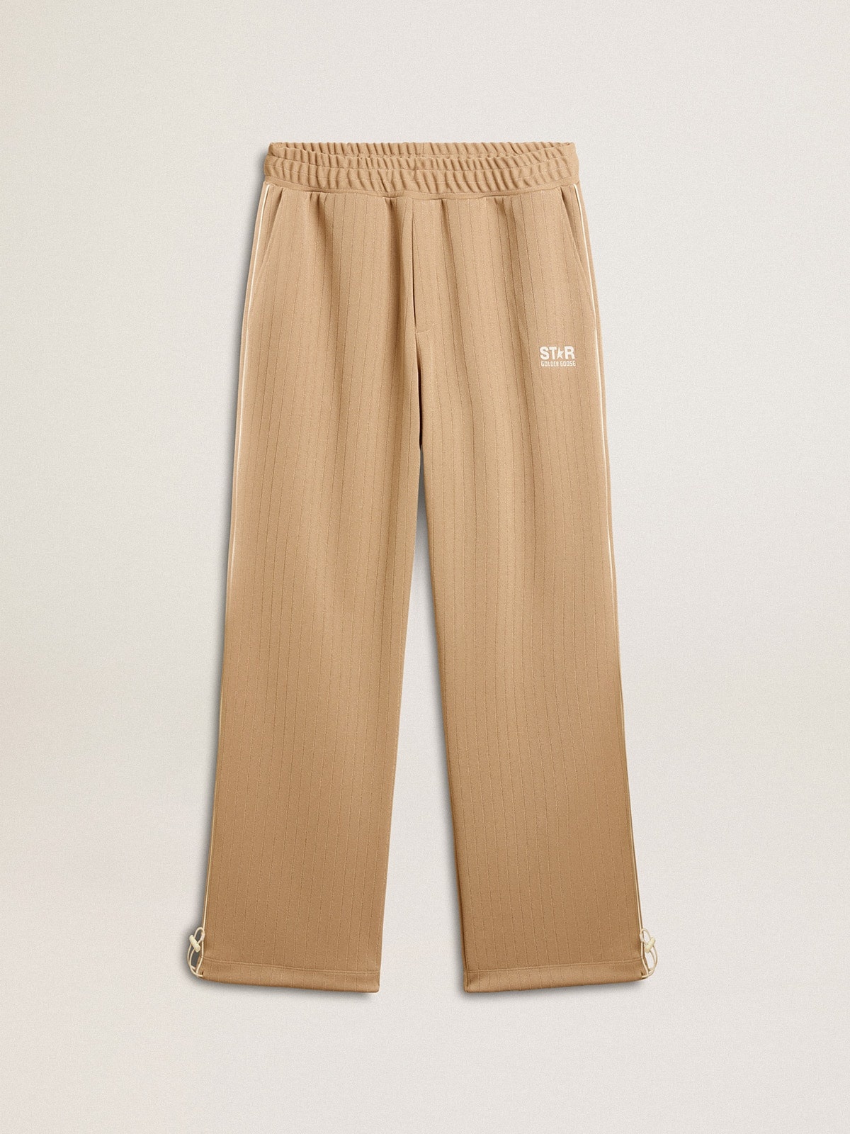 Men’s light beige joggers with white logo - 1