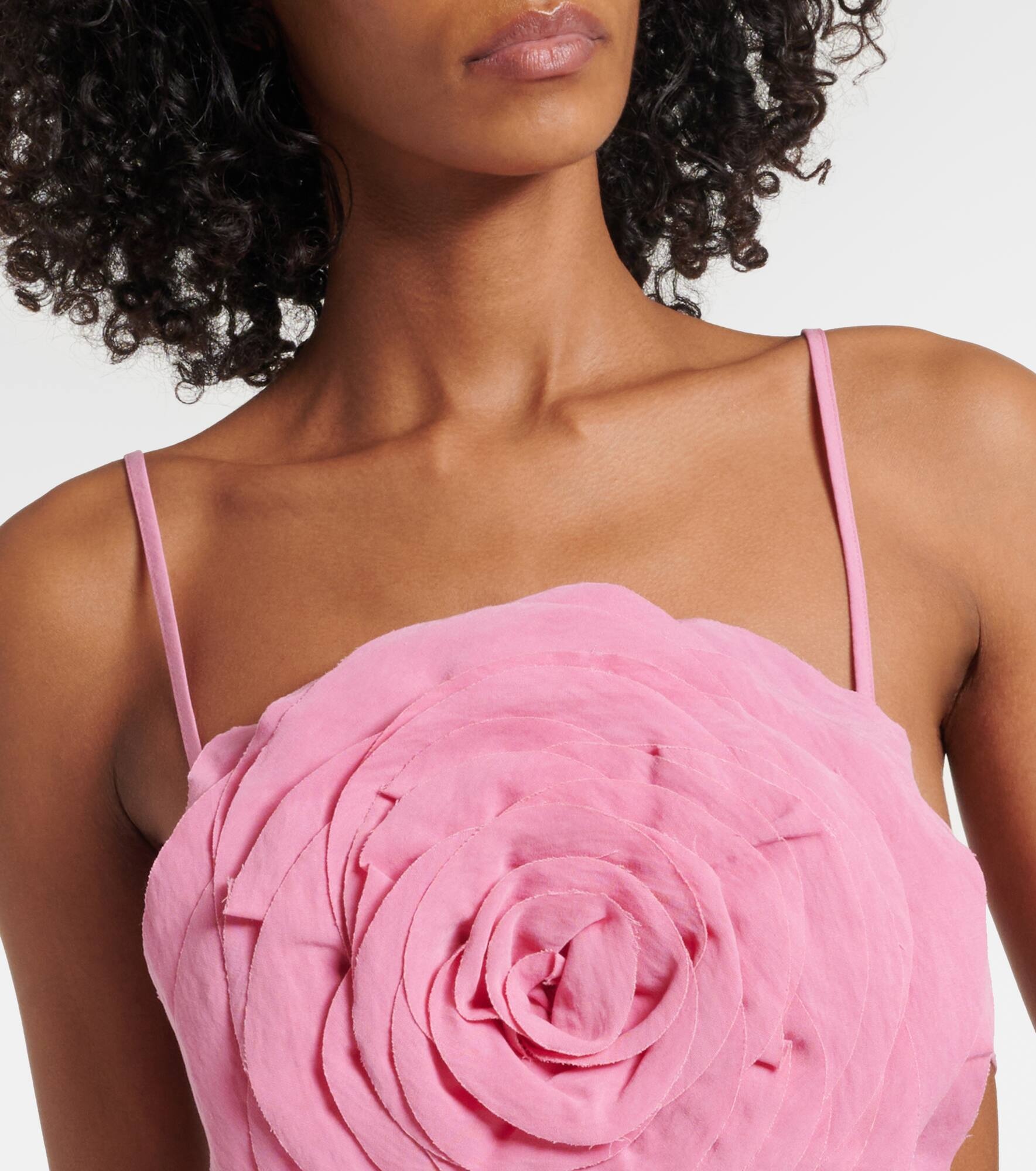 Floral-appliqué gabardine crop top - 5