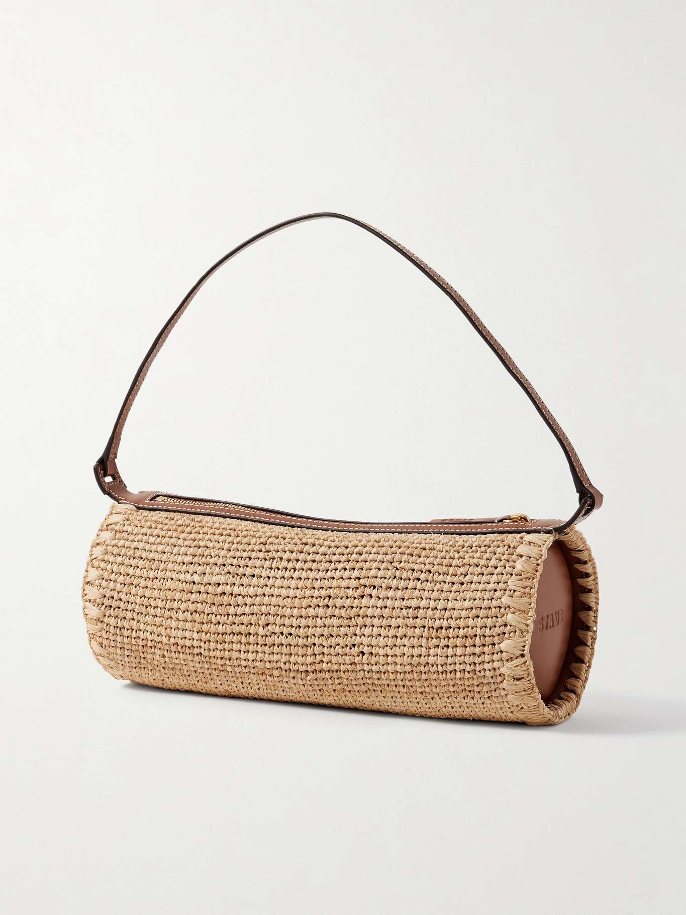 Taru Mini leather-trimmed raffia shoulder bag Neutral - 3