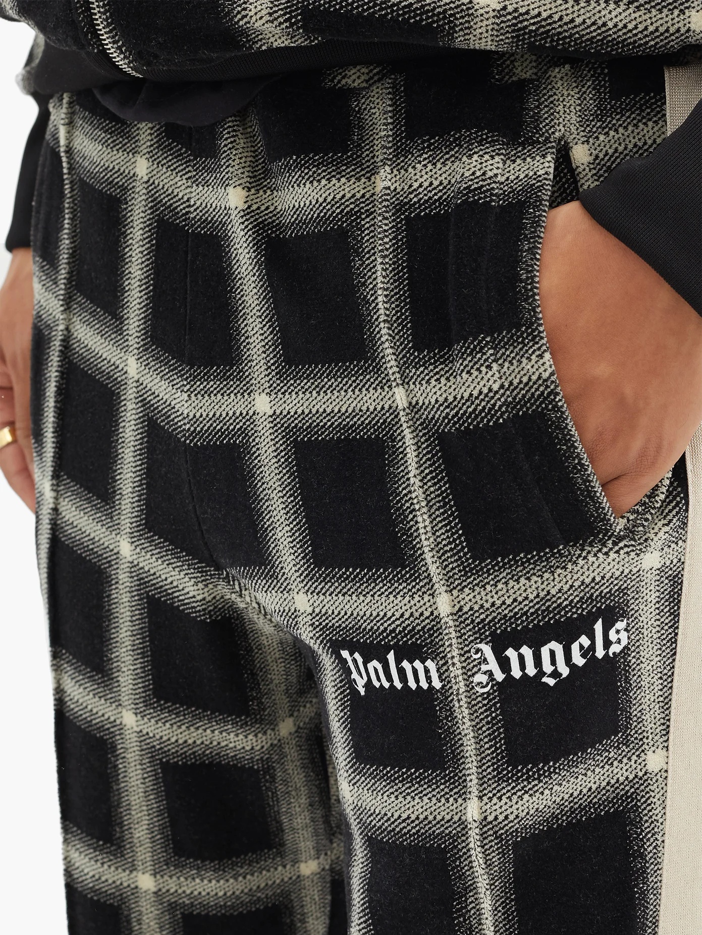 Logo-print checked-velour track pants - 3