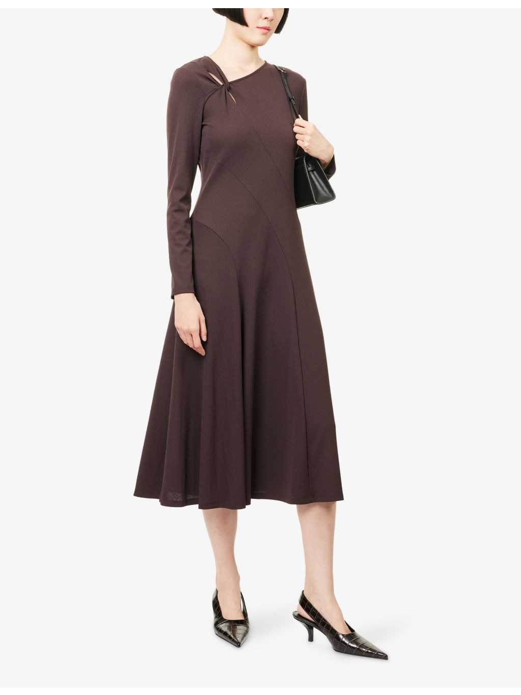 Twist Flared Woven Midi Dress - 2