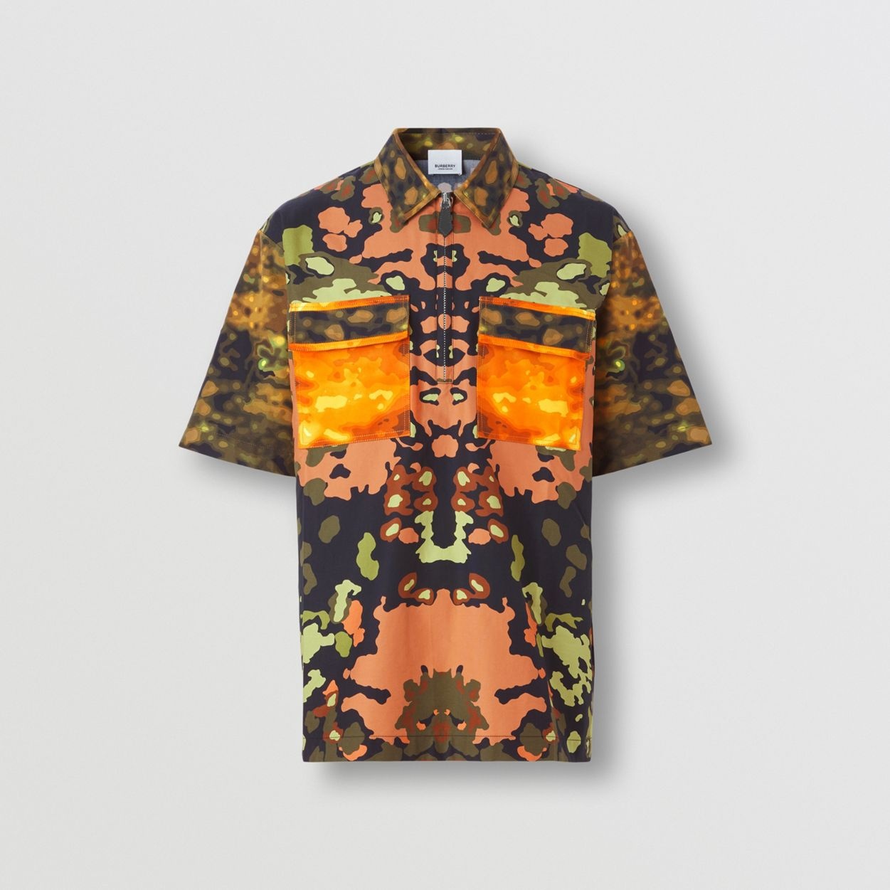 Short-sleeve Camouflage Print Cotton Shirt - 1