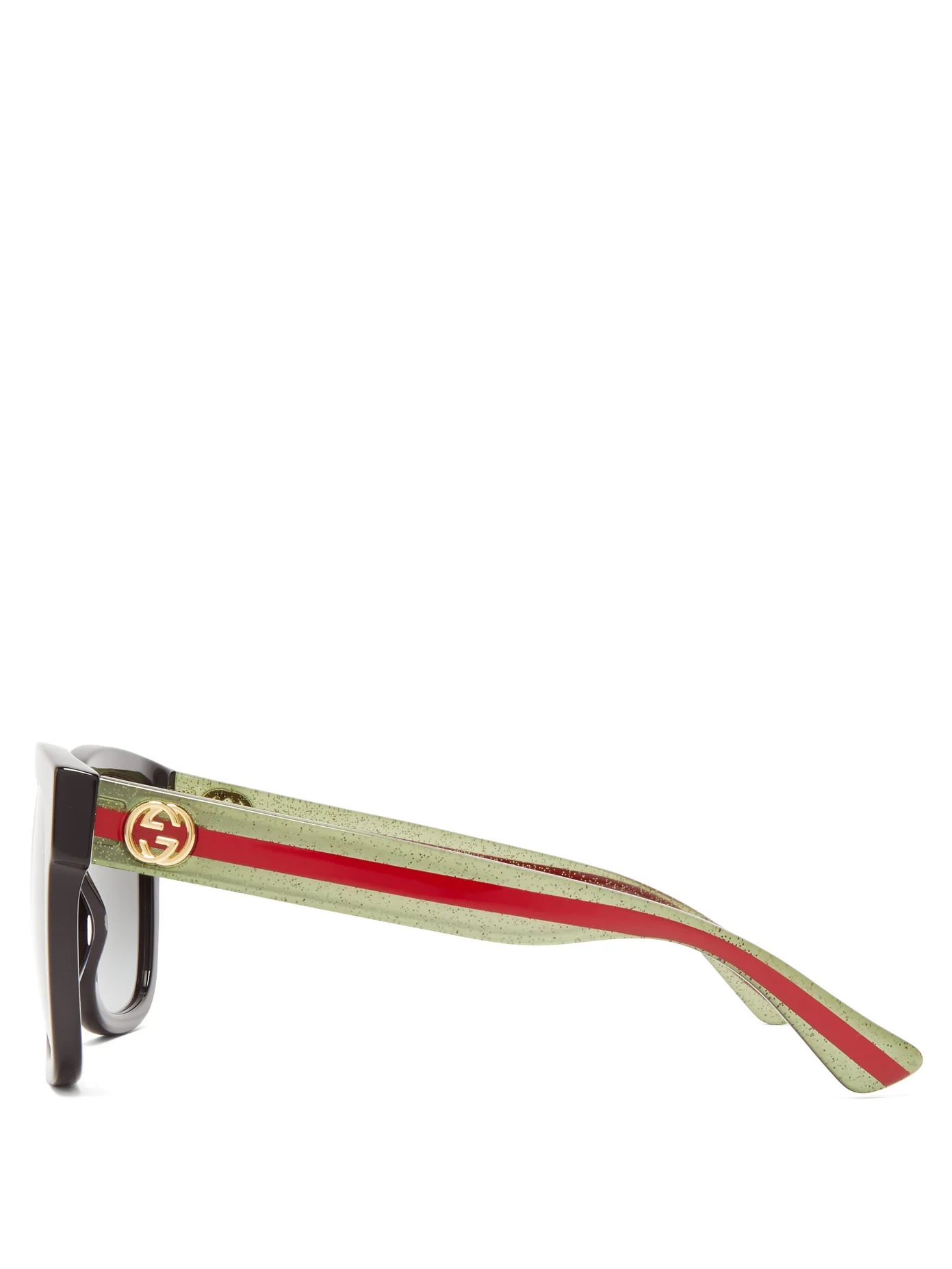 Square Web-stripe glittered-acetate sunglasses - 4