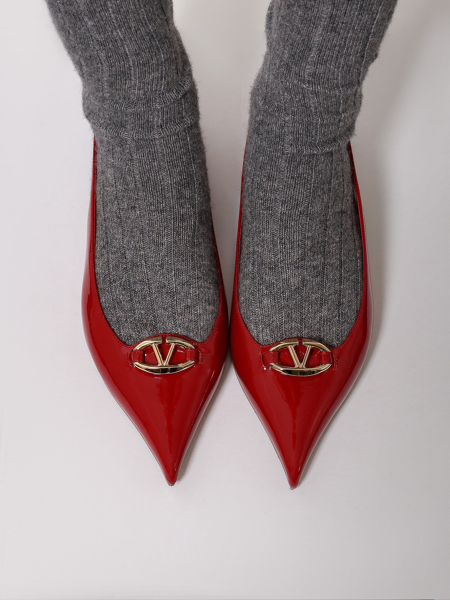 Patent Leather Slingback With Vlogo Signature Detail - 2